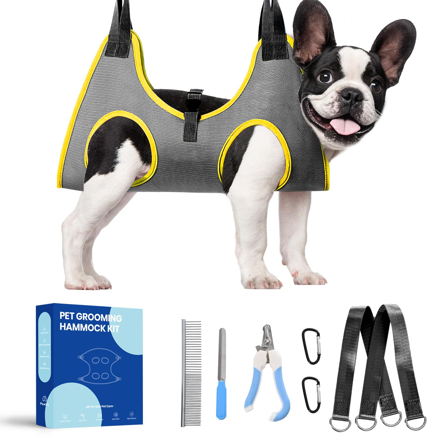 Pawlify Dog Grooming Hammock, Puppy Grooming Harness With Pet Nail Clipper Trimmer, Doggie Sling For Nail Trimming, Puppies Hamm