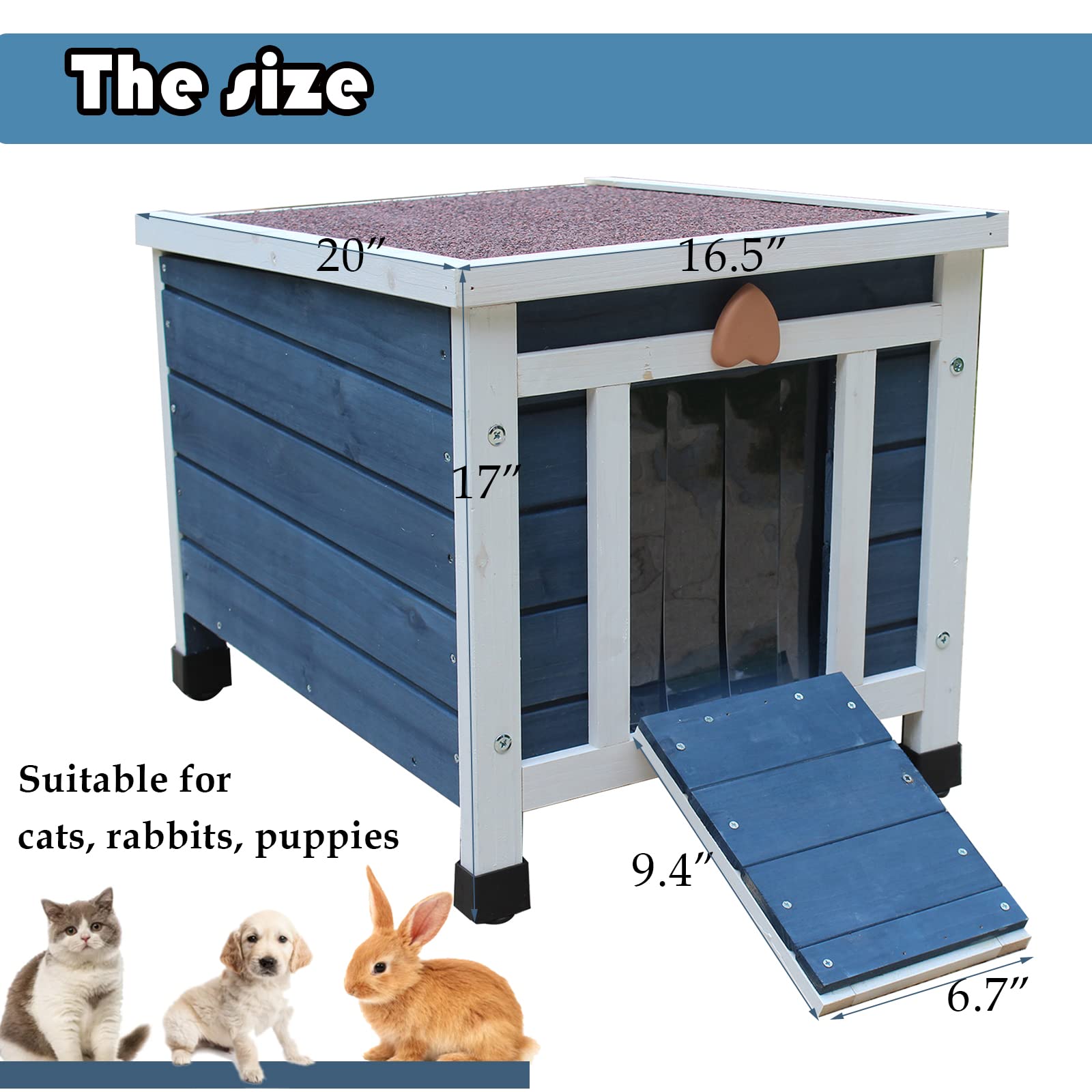 Rockever Outdoor Cat House,Outdoor Cat Houses For Feral Cats Weatherproof Rabbit Hutch Small, Wooden Small Pet House And Habitats