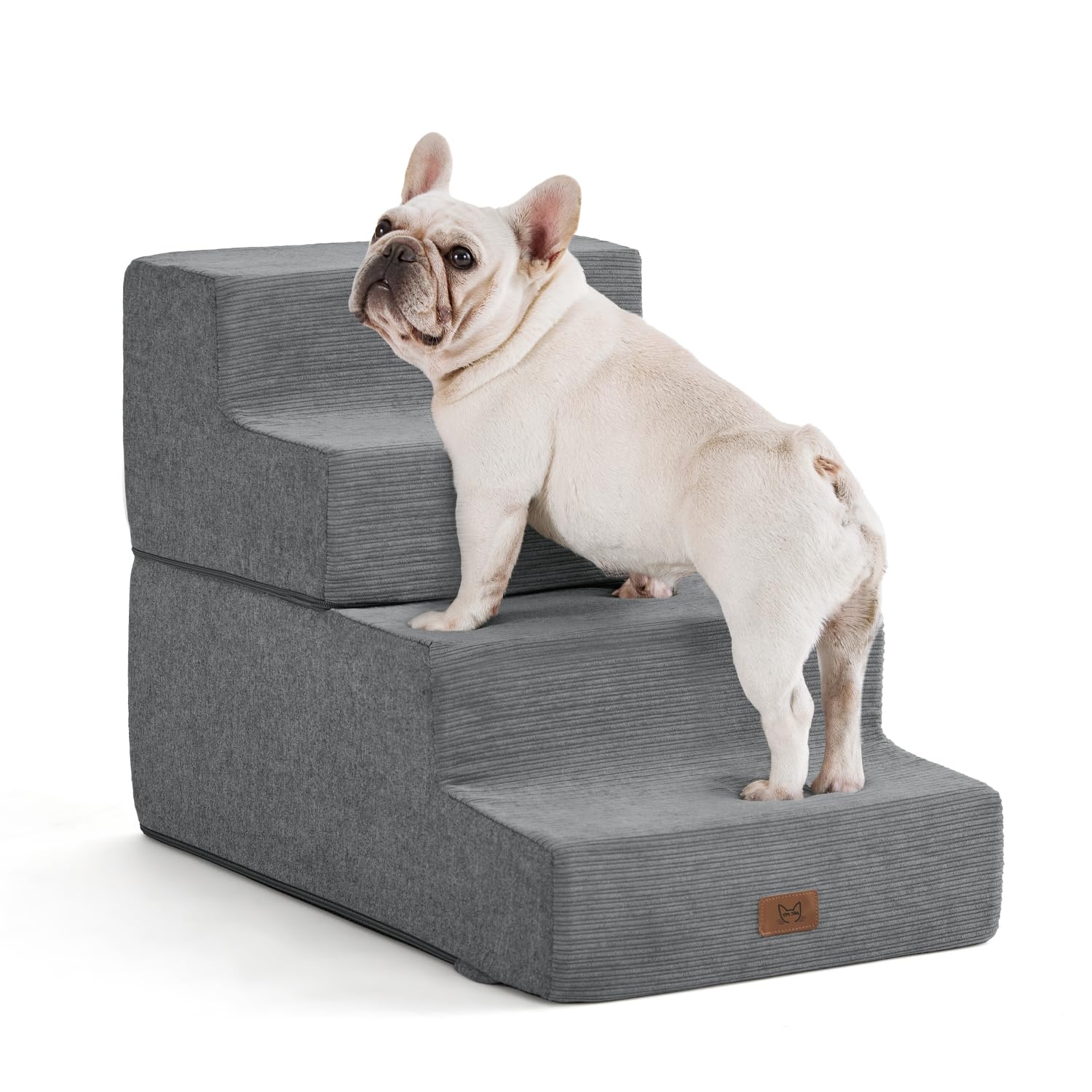 ABCPET Dog Steps for High Bed Dog Stairs Ramps and Extra Wide Steps for Bed Foam Stairs for Couch Sofa 35D Strong Support Pet St