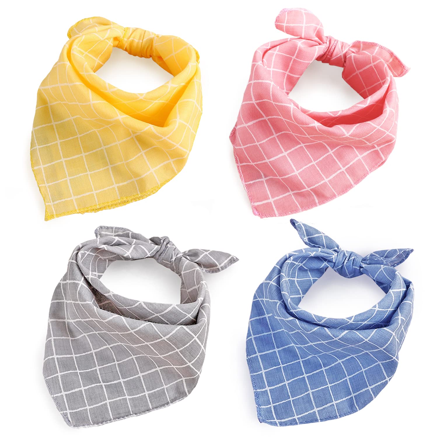 4Pcs Spring Dog Bandanas Cat Birthday Cute Soft Cotton Puppy Scarfs Washable Daily Handkerchief Pink Yellow Blue Grey Comfortabl