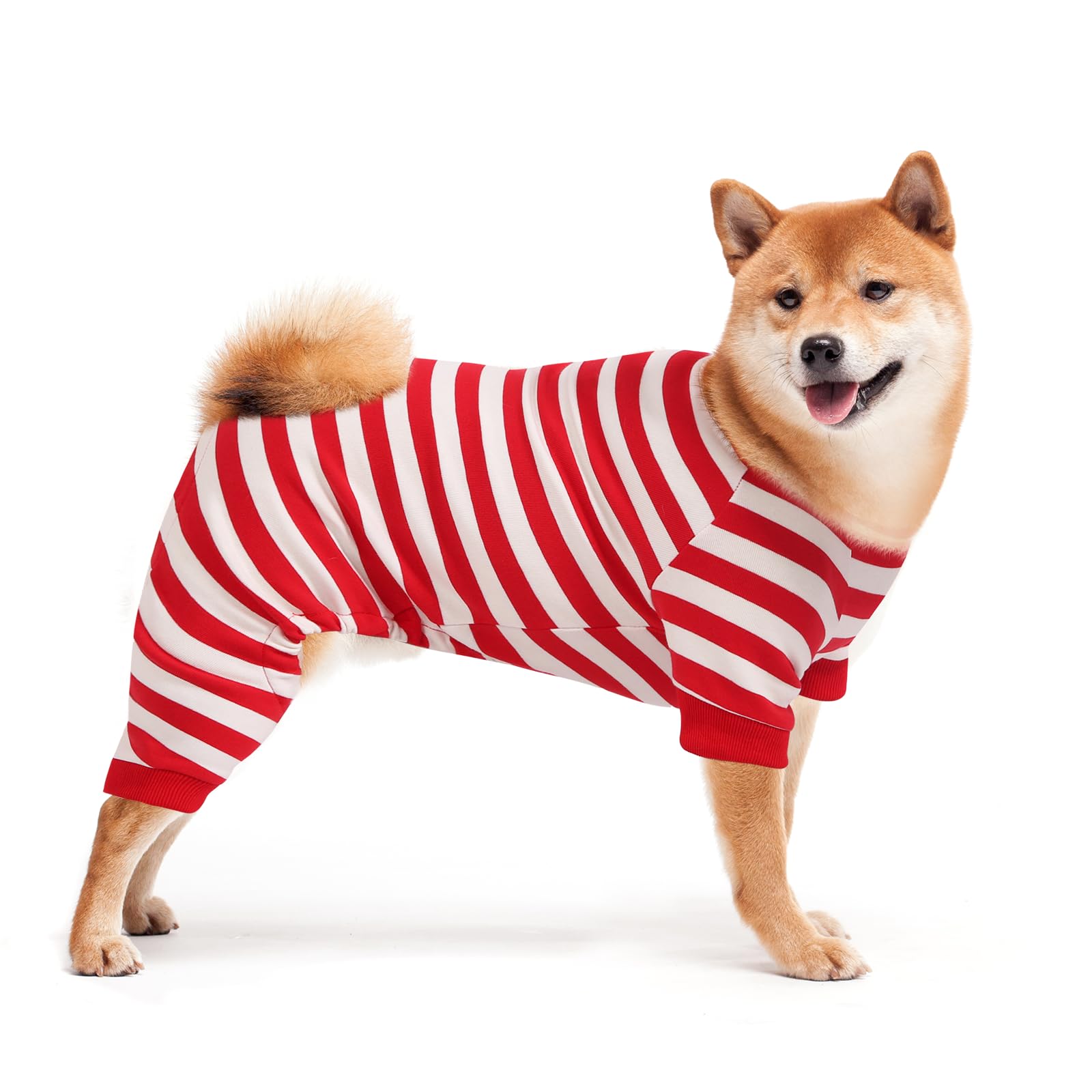 Uadonile Dog Pjs - Large Dog Christmas Pajamas, Red & White Striped Onesie For Boys & Girls