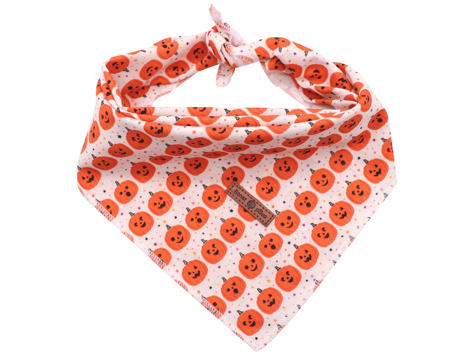 Lionet Paws Halloween Dog Bandana Washable Cotton Handkerchief Scarf Triangle Orange Pumpkin Bandana For Small Medium Large Dogs Girl Boy Gift