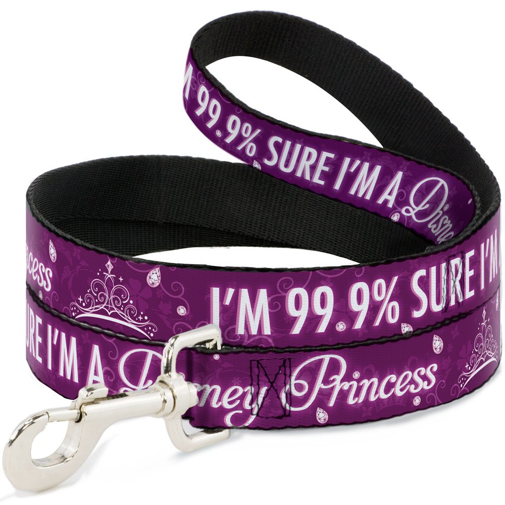 Buckle-Down Pet Leash - I'M 99.9% Sure I'M A Disney Princess Pinks/White - 6 Feet Long - 1/2' Wide