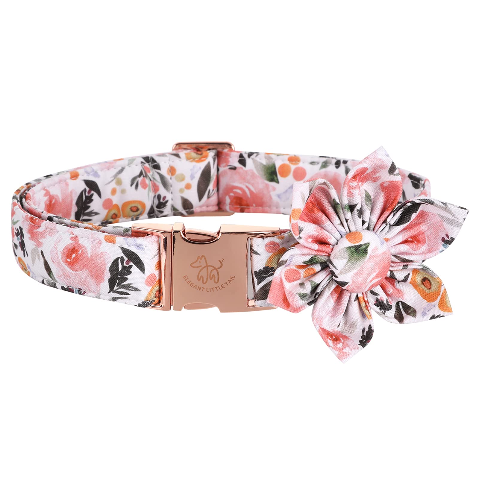Elegant Little Tail Floral Girl Dog Collar For Female Dogs, Pet Collar Adjustable Dog Collars With Flower Gift For X-Small Dogs 