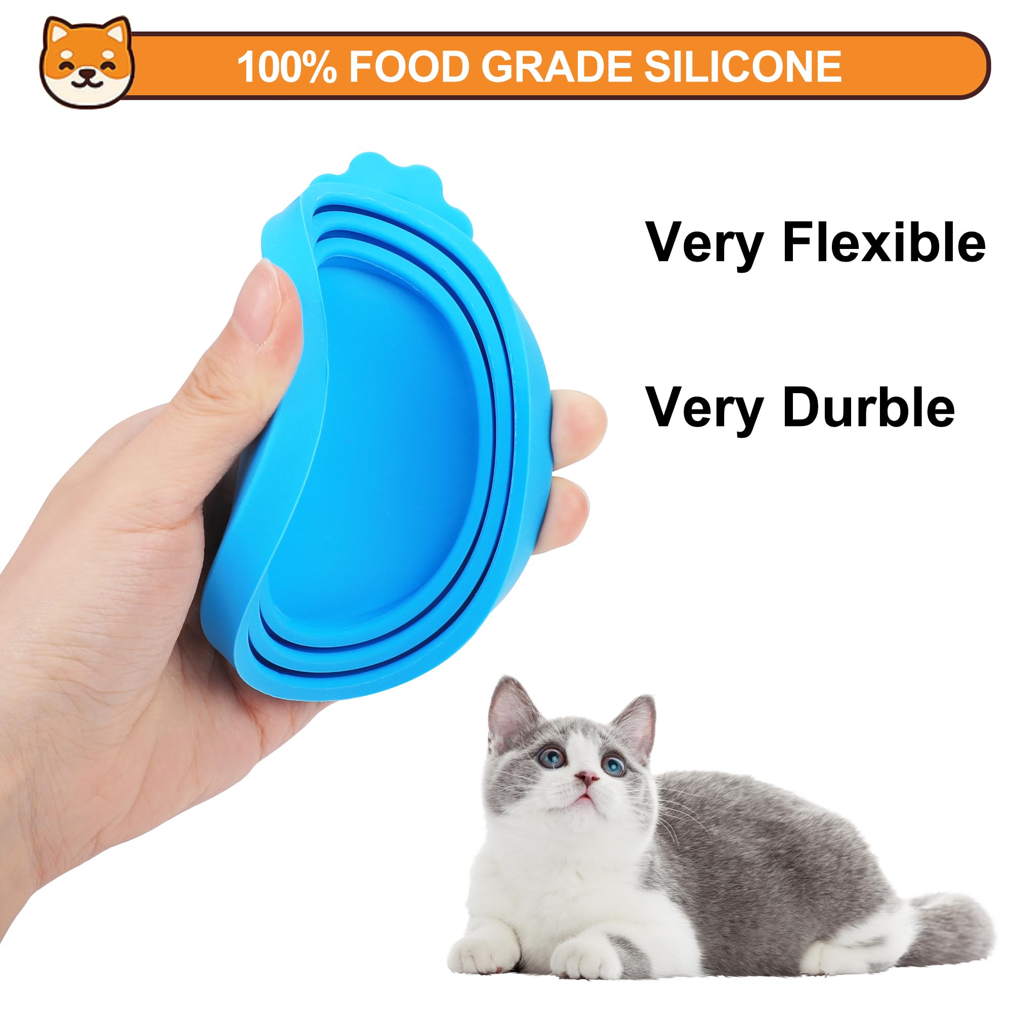 PWOD 2 Pack Pet Food Cans Lids, Silicone Food Can Covers for Dog and Cat, BPA Free/Food Safe/Universal, One Fit Most Standard Si