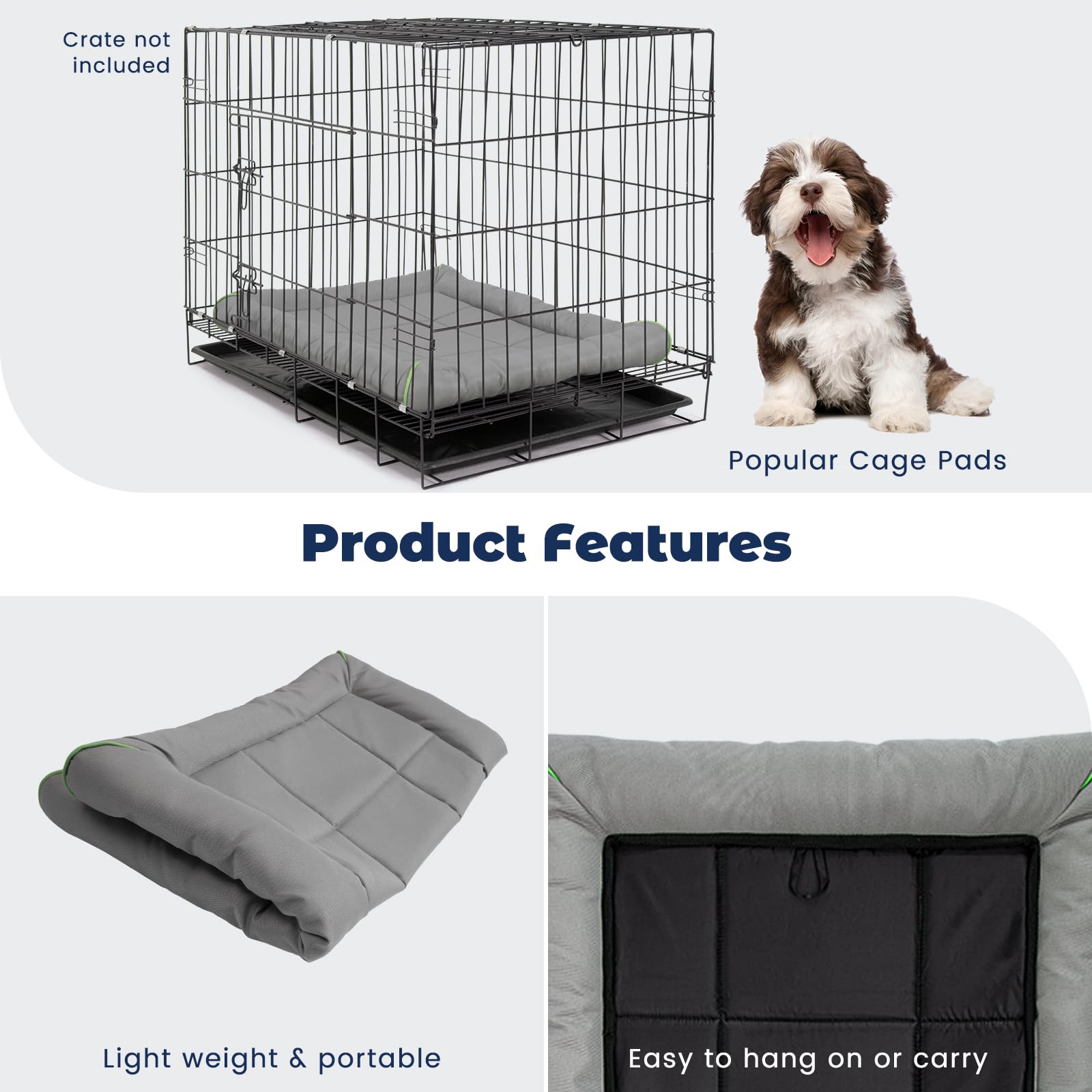 Miguel 900D Oxford Outdoor Waterproof Dog Crate Bed, Water-Resistant Durable Easy Wipe Clean All Weather Pet Mat, Travel Indoor