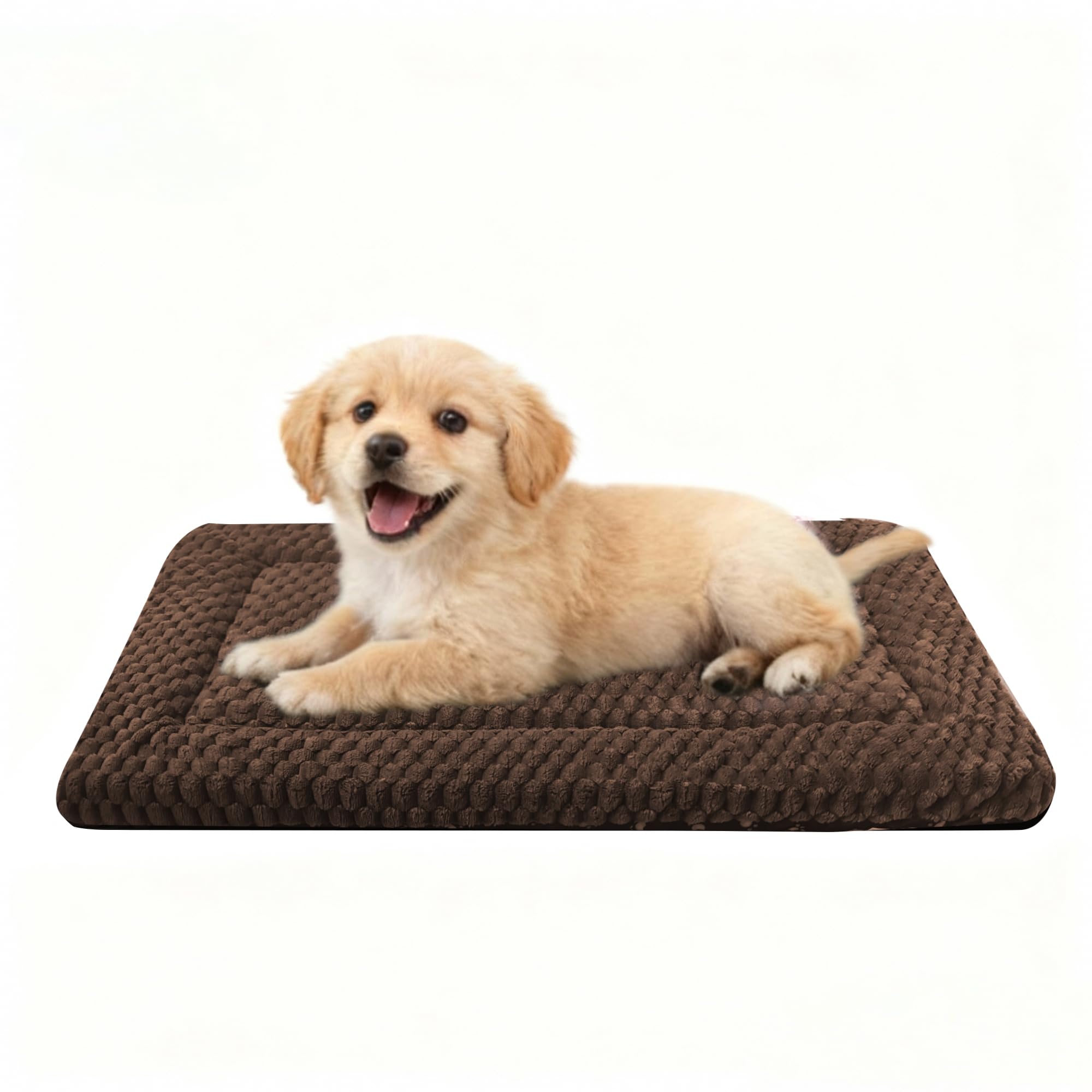 Dog Bed Crate Mat, Soft Durable Washable Anti-Slip Kennel Pad for Dogs & Cats, Reversible (Dark Brown, S(24*18*1.5))