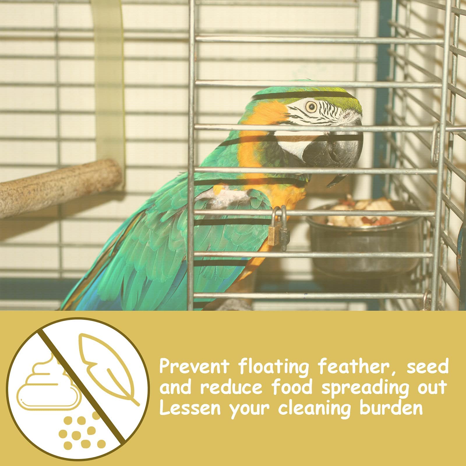 Shappy Large Bird Cage Seed Catcher,Bird Cage Cover Net Skirt Guard,Adjustable Soft Airy Mesh Net for Parrot Parakeet Macaw(118