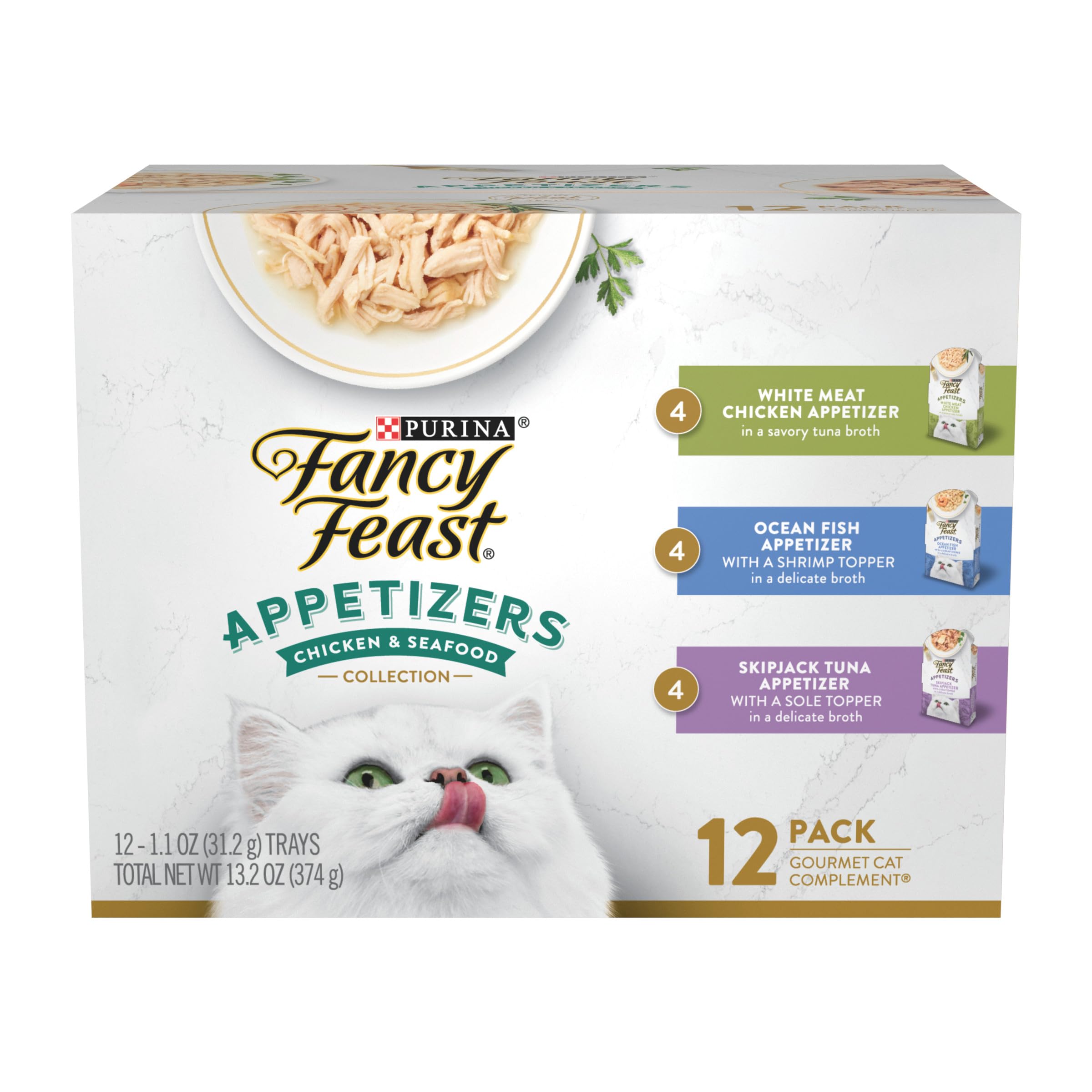 Fancy Feast Lickable Appetizers Grain Free Wet Cat Food Variety Pack - (2 Packs of 12) 1.1 oz. Trays