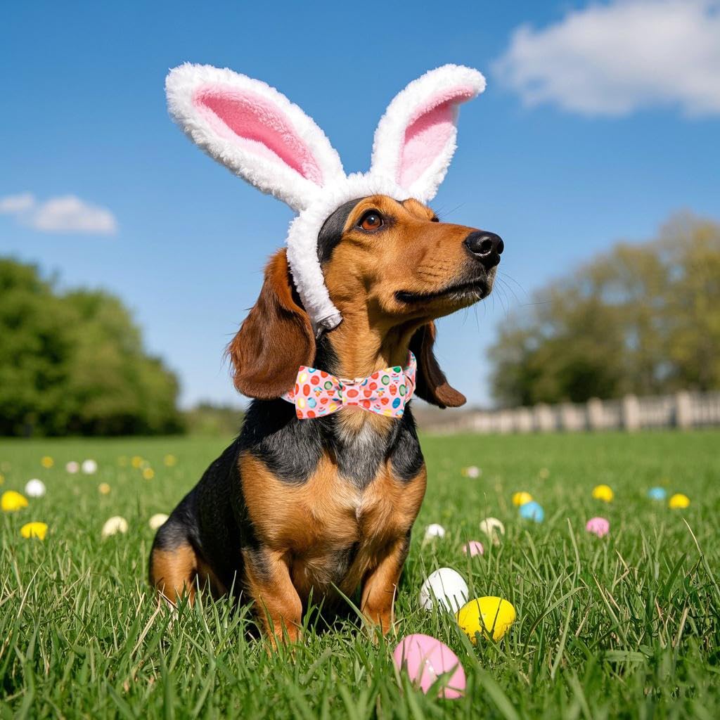 Maca Bates Easter Day Dog Collar With Bow Bowtie Easter Egg Dogs Bow Tie Collars Breakaway Soft Durable Cute Adjustable Pink Egg