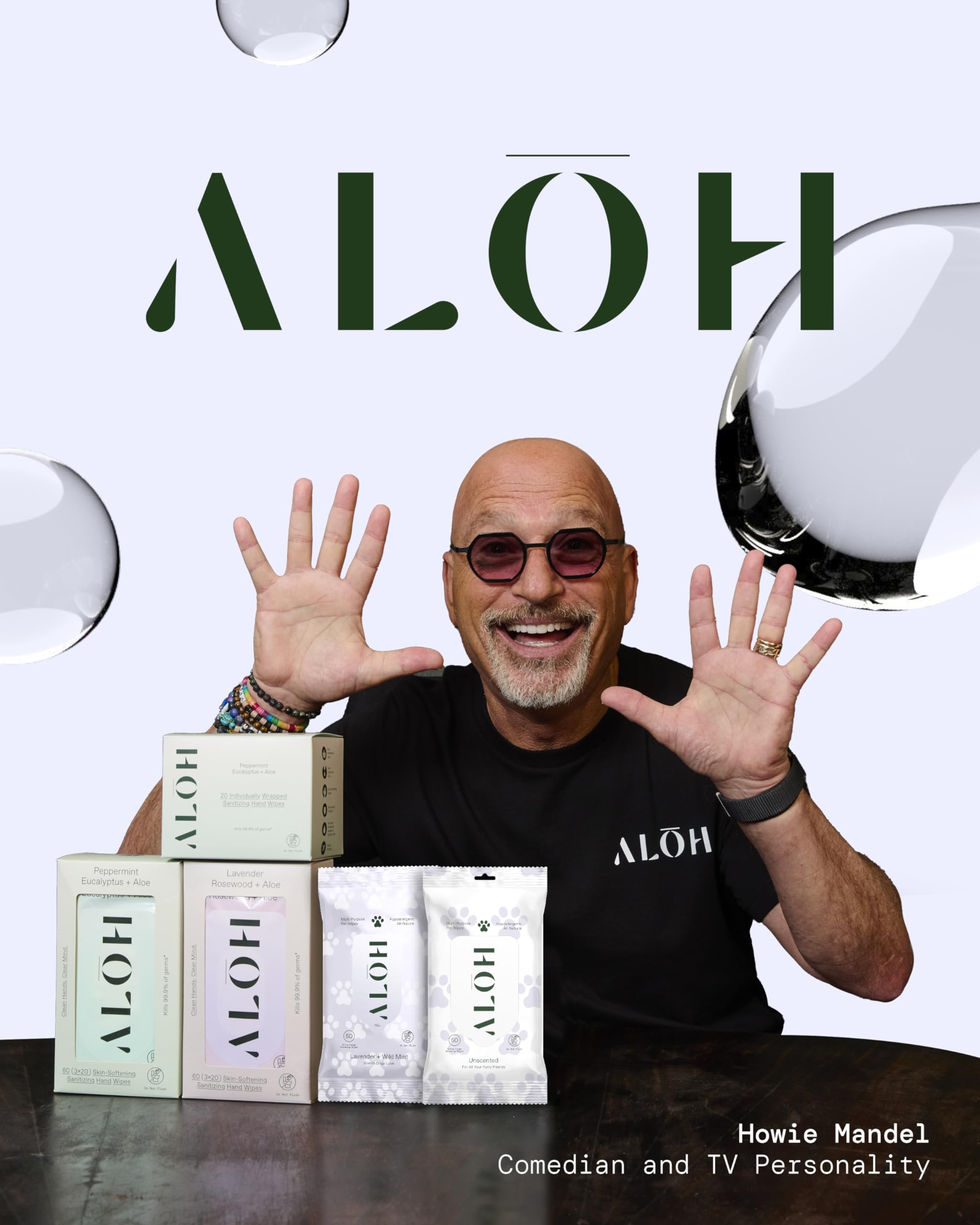 Aloh Hypoallergenic | All-Natural | Multi-Purpose Pet Wipes. Lavender + Wild Mint 50Ct Wipes