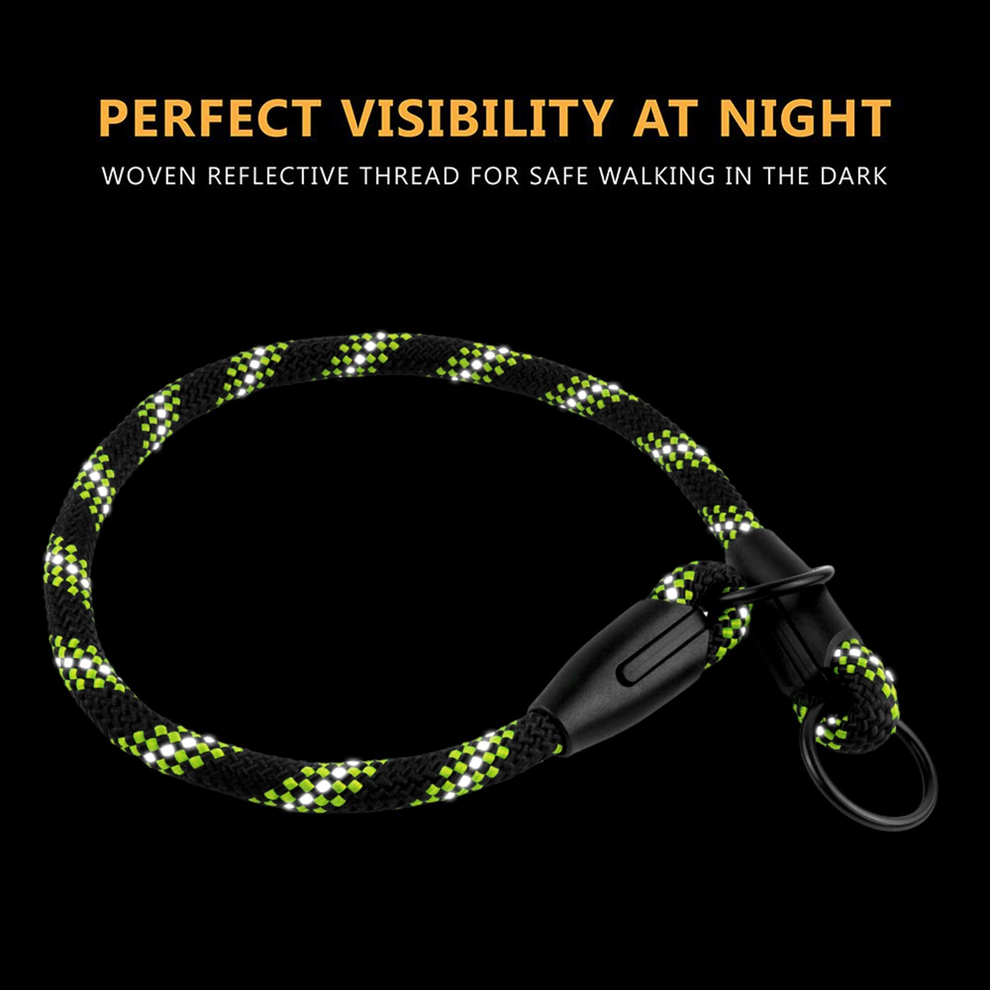 Bronzedog Rope Pro Training Dog Collar Braided No Pull Quick Release Round Lead Collars For Dogs Small Medium Large Puppy (M - 19.7' Long, Green)