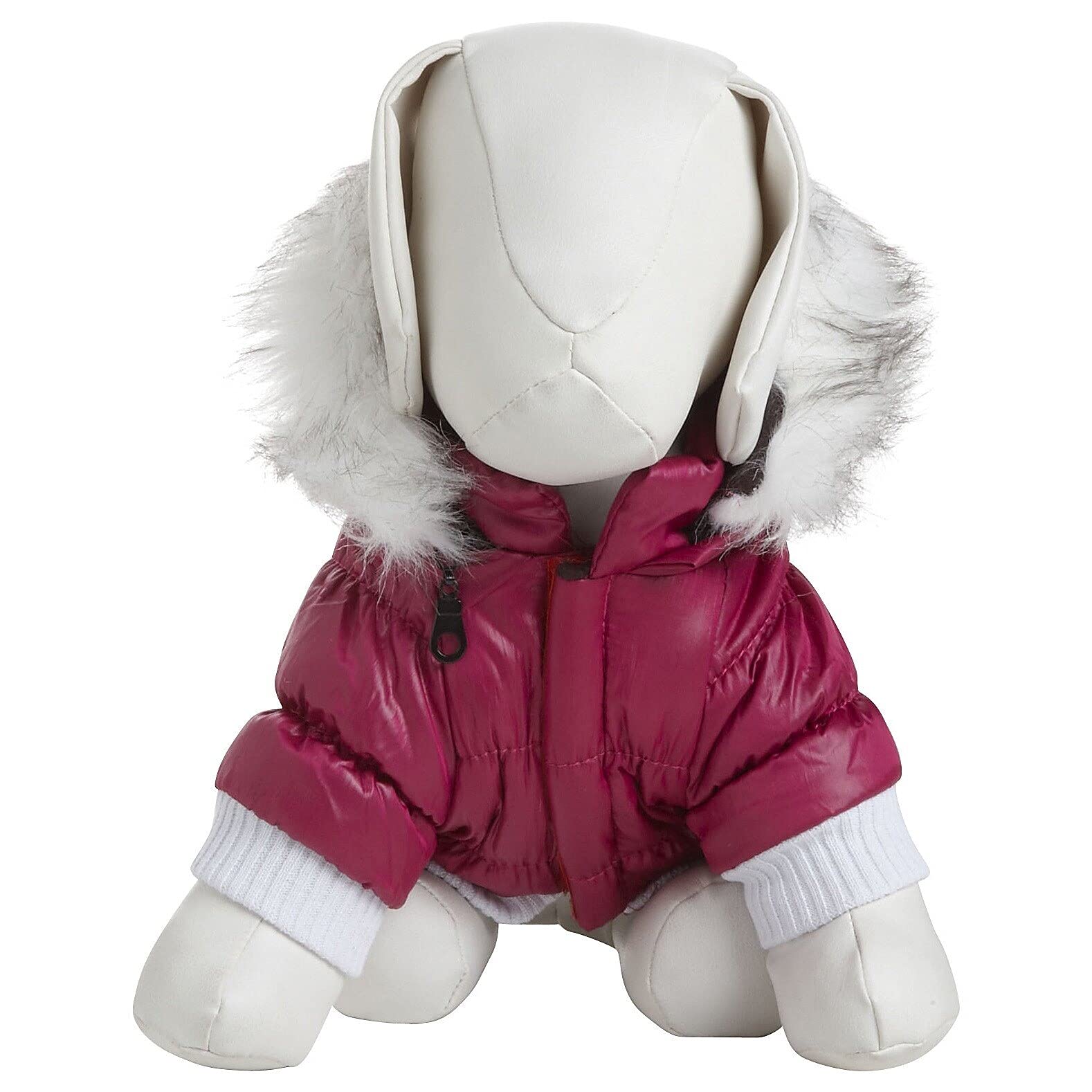 Metallic Dog Parka With Removable Hood In Pink Size: Small