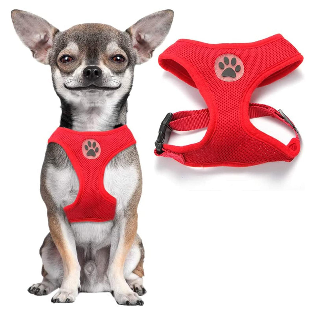 Bingpet No Pull Dog Harness For Small Dogs,All Weather Mesh Step In Vest Harness For Small Dogs,Breathable Mesh Puppy Cat Harnesses,Step-In Air Dog Harness For For Small Dogs,Red,X-Small