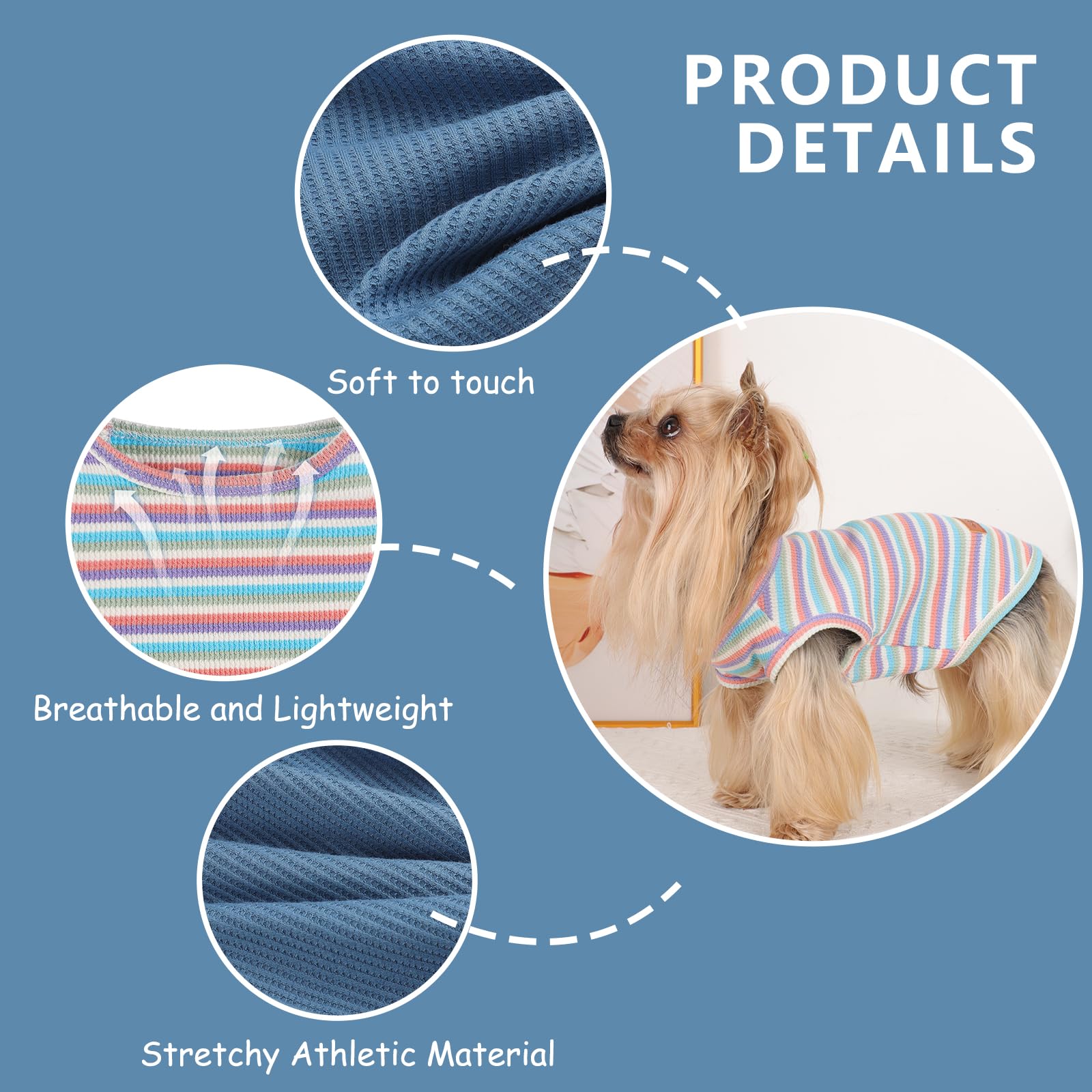 Kosiyi 2Pack Dog Shirt Vest Waffle Dog Clothes For Small Dogs Boy Girl Stretchy Spring Summer Puppy T-Shirts Soft Breathable Tan