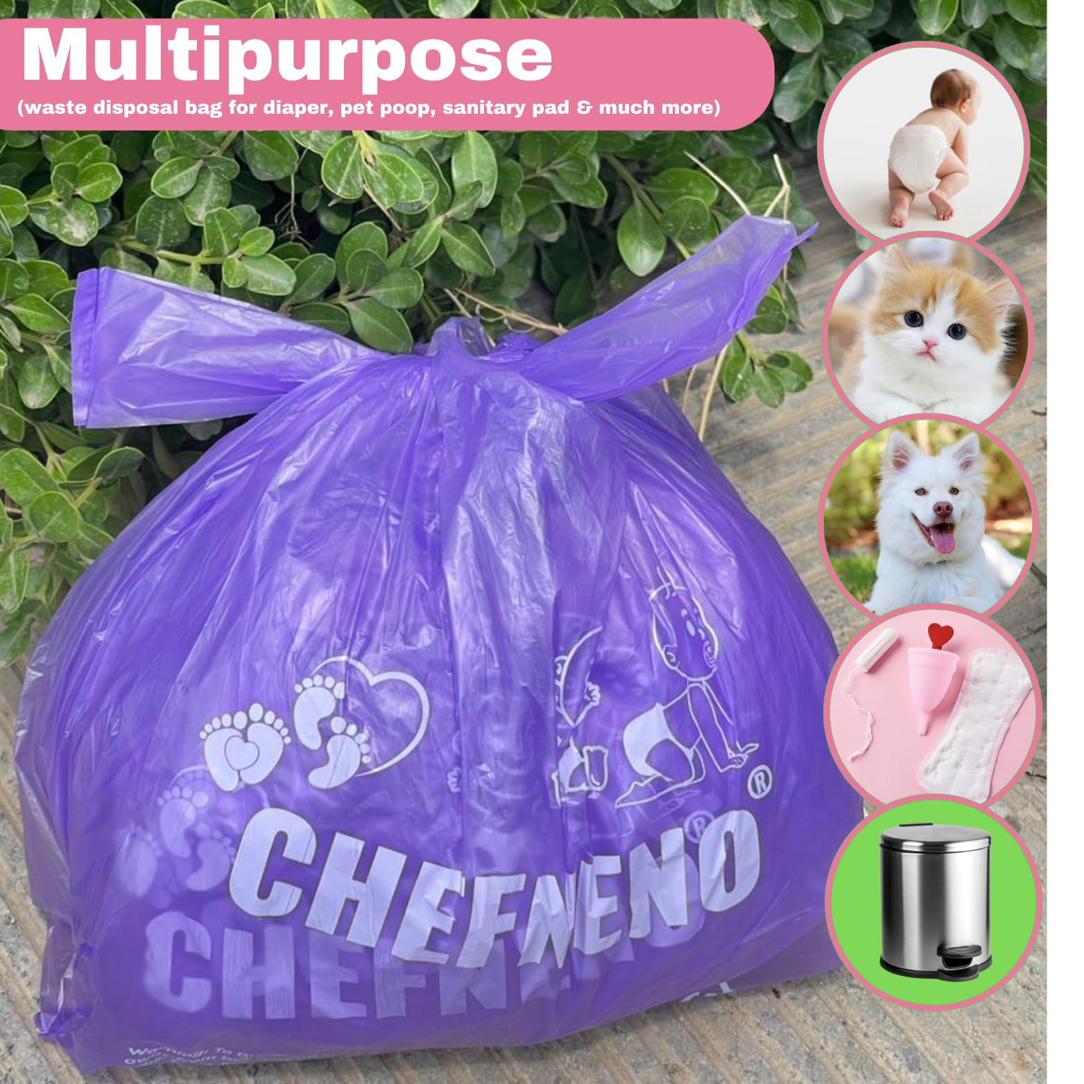 Cherry Blossom Scented Disposable Diaper Sacks - 600 Ct With Easy Tie Handles, Scented, Cat & Dog Waste Bags