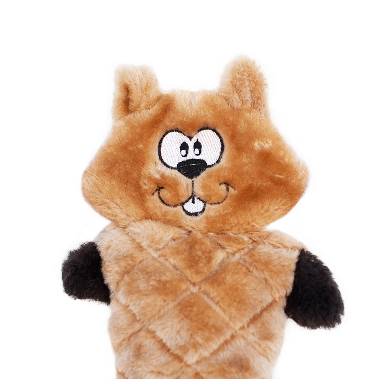 Zippypaws - Jigglerz Tough No Stuffing Squeaky Plush Dog Toy With Crinkle Head And Tail - Chipmunk