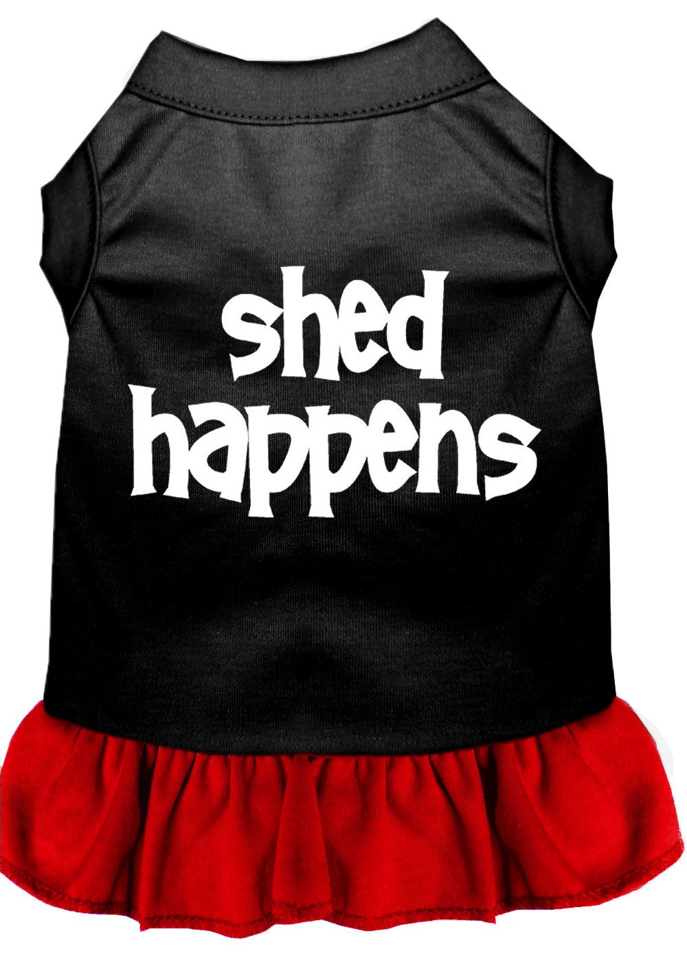 Dog Dress, Pet Dog & Cat Dress Screen Printed, Shed Happens Black W/Red SM (3-6 lbs.)