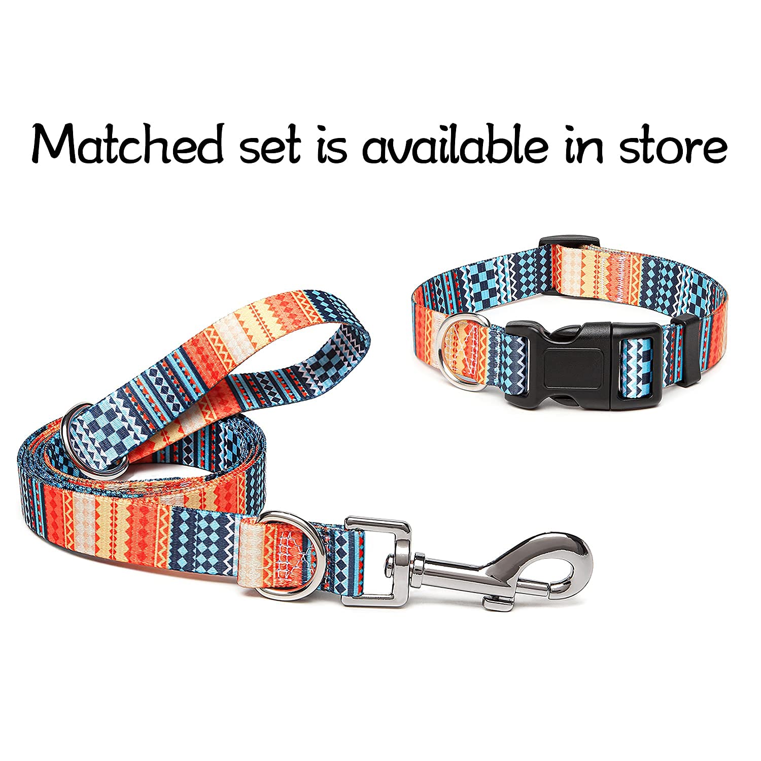 Suredoo Adjustable Dog Collar With Patterns, Ultra Comfy Soft Nylon Breathable Pet Collar For Small Medium Large Dogs (S, Bohemian Orange)