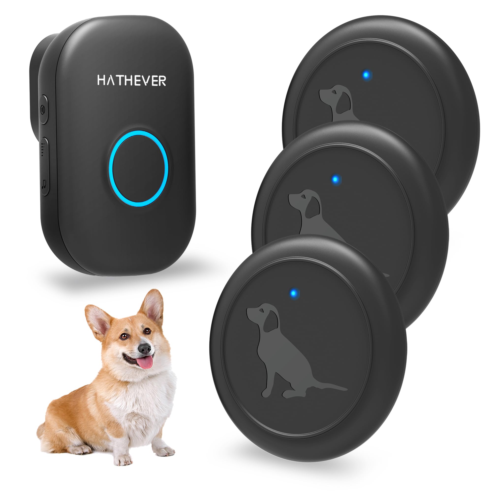 Hathever Wireless Dog Doorbell for Potty Training, Doggie Door Bell Operating at 1000 Feet with IP65 Waterproof Touch Button, 32