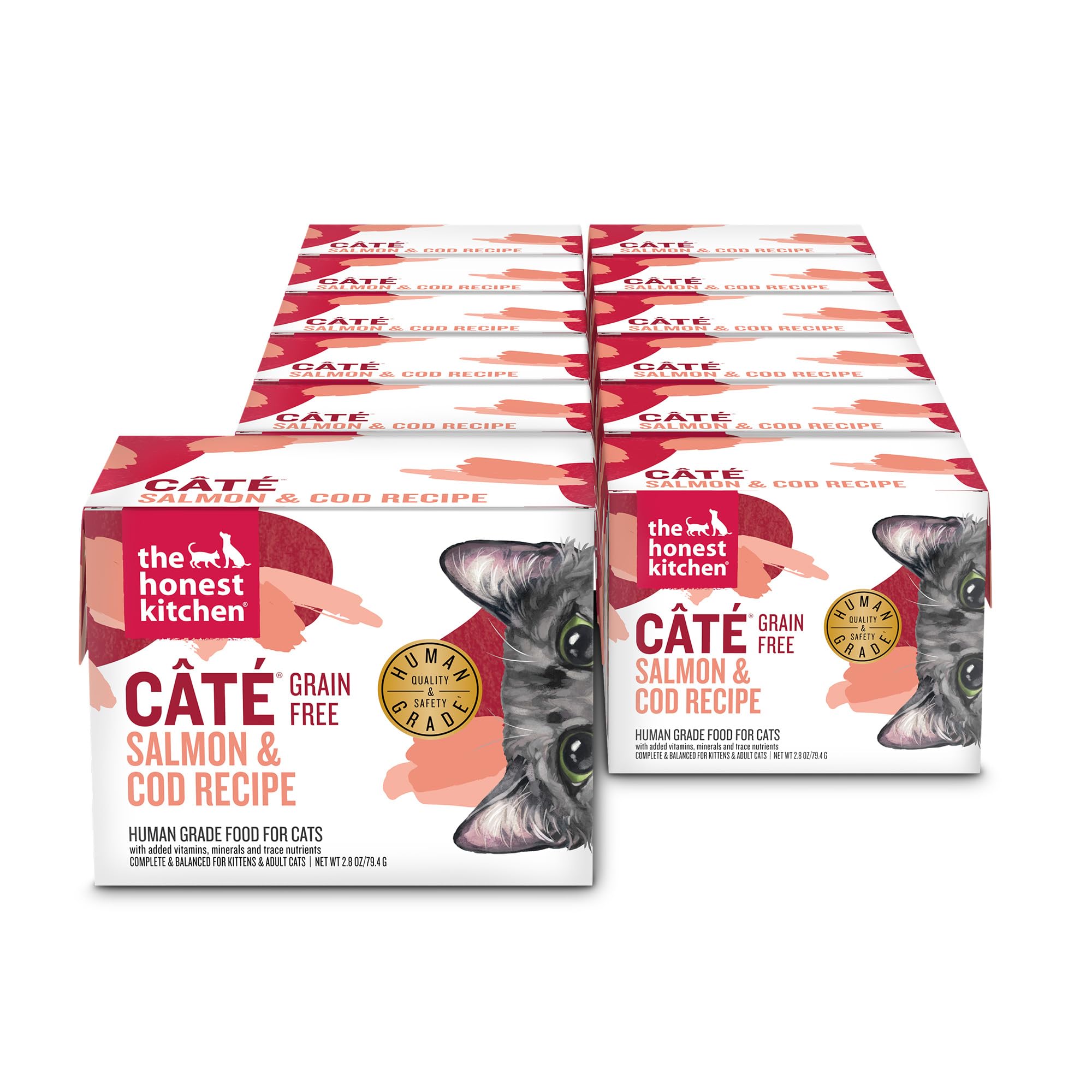The Honest Kitchen Ct   Grain Free Salmon & Cod Pt   Wet Cat Food, 2.8 oz x12