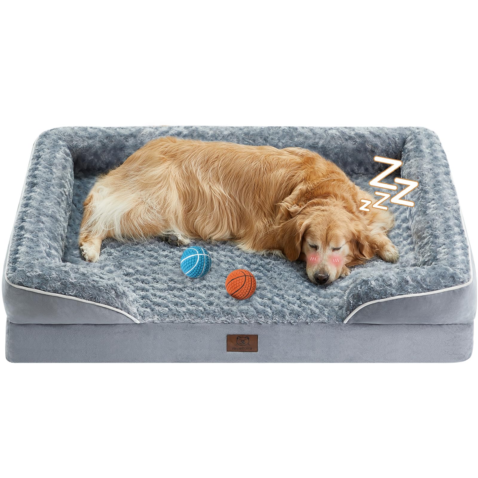 Wnpethome Dog Beds For Extra Large Dogs, Washable, Bolster Sofa Bed With Waterproof Lining & Non-Skid Bottom, Orthopedic Egg Foa