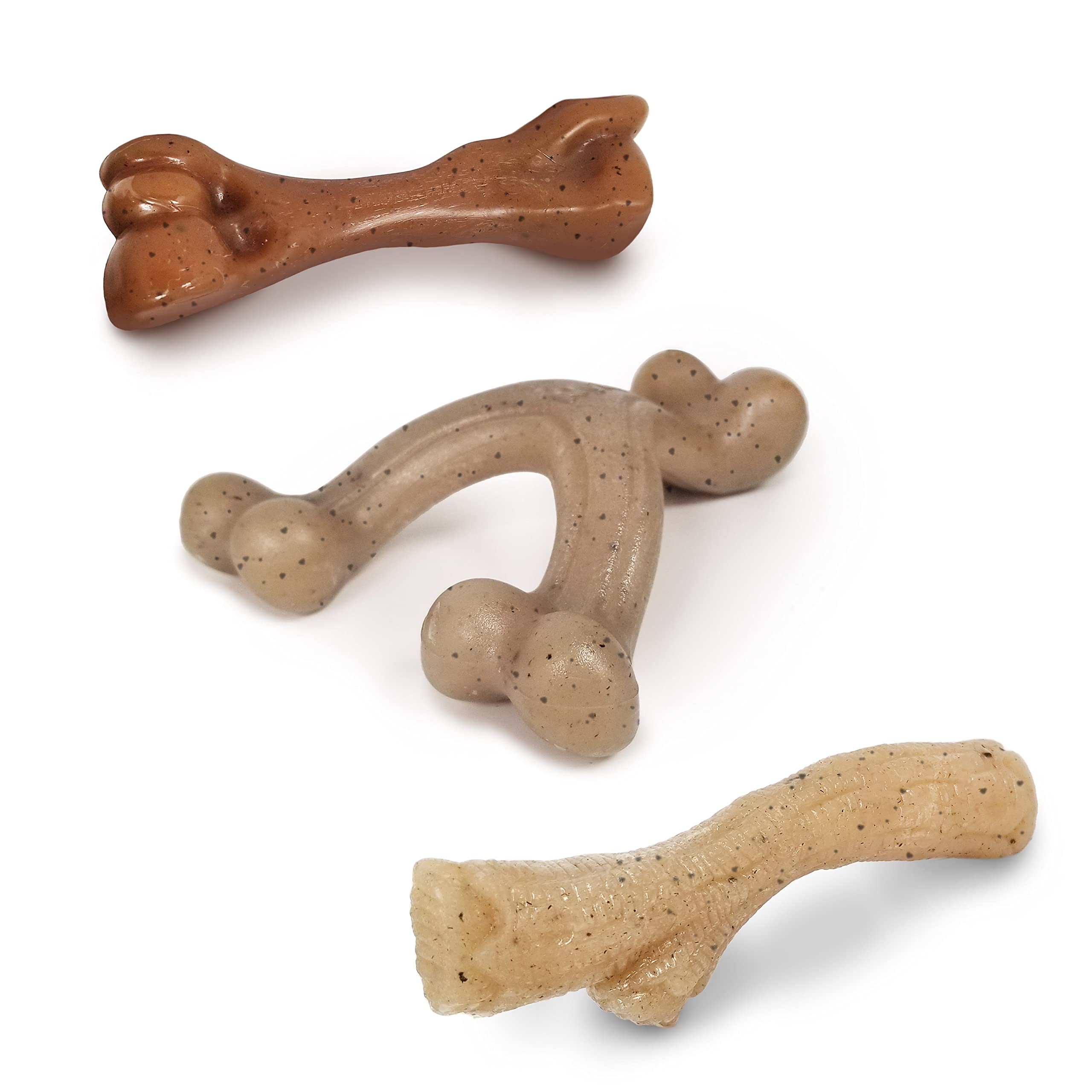 Nylabone Gourmet Style Femur, Wishbone, & Stick Strong Chew Toy for Puppies, Bacon, Chicken & Peanut Butter Flavor, Small - Up t