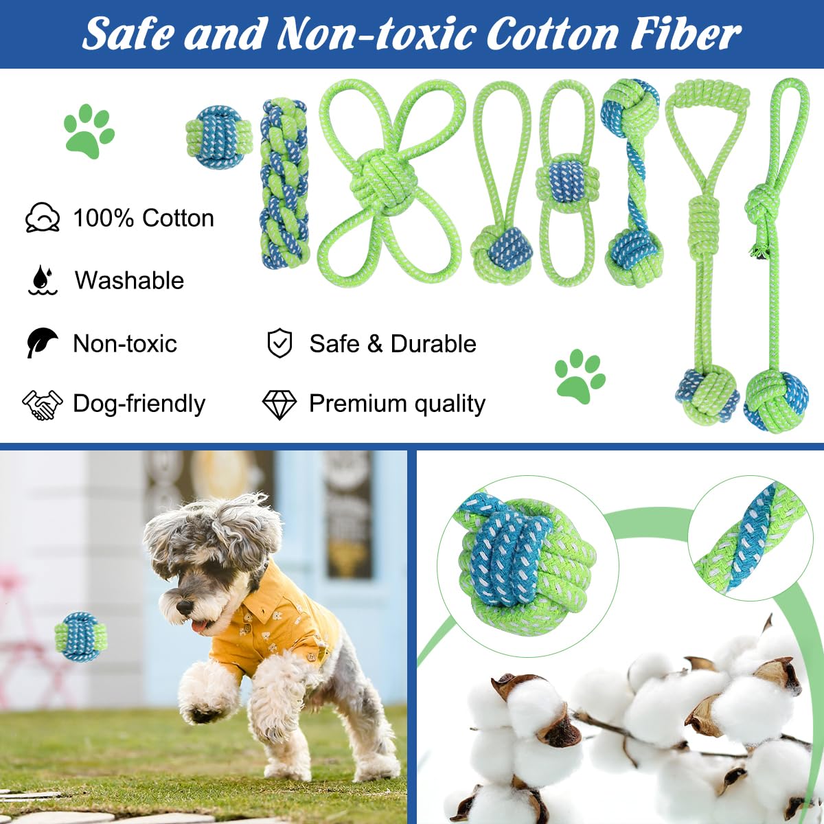 Etaccu Dog Rope Toys For Small Dogs And Puppy, 8 Pack Dog Toys For Aggressive Chewers, Puppy Rope Toy For Boredom, Indestructibl