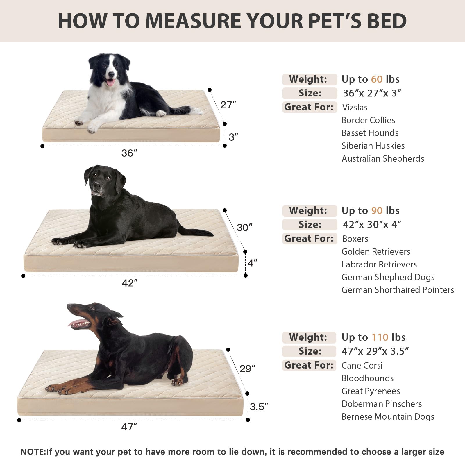 WNPETHOME Orthopedic XXL Dog Beds Large Sized Dog, Waterproof Extra Large Dogs Bed with Removable Washable Cover, Multi-Needle Q