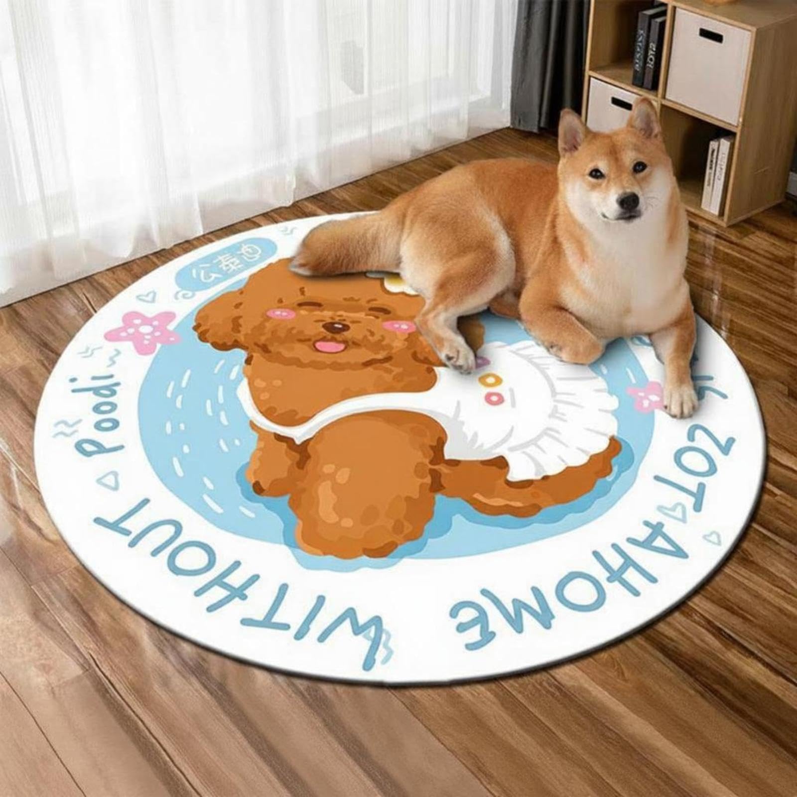 Merishopp Round Pet Mat, Absorbent Dog and Cat Bed Mat, NonSlip, cleanable, Floor Protector 80cm Diameter Princess Teddy | Home