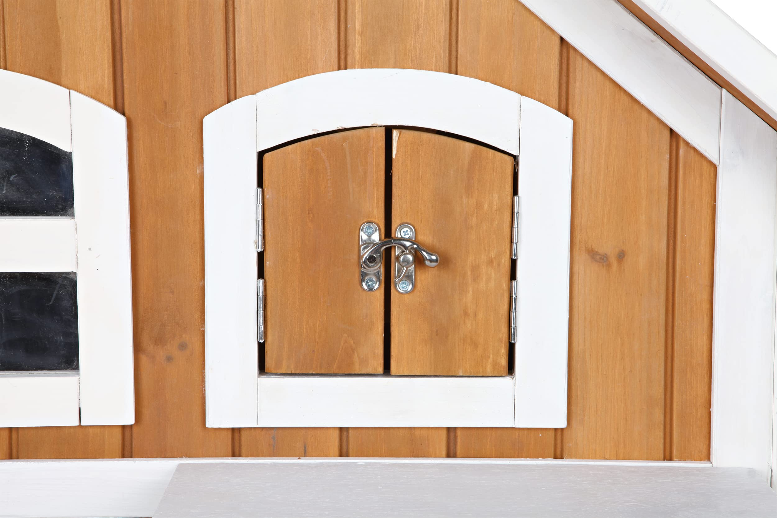 Trixie 'Welcome' Outdoor Cat House, Elevated-Weatherproof 2-Story Cat Home, Hinged Roof, Large Access Door, Indoor/Outdoor Shelt