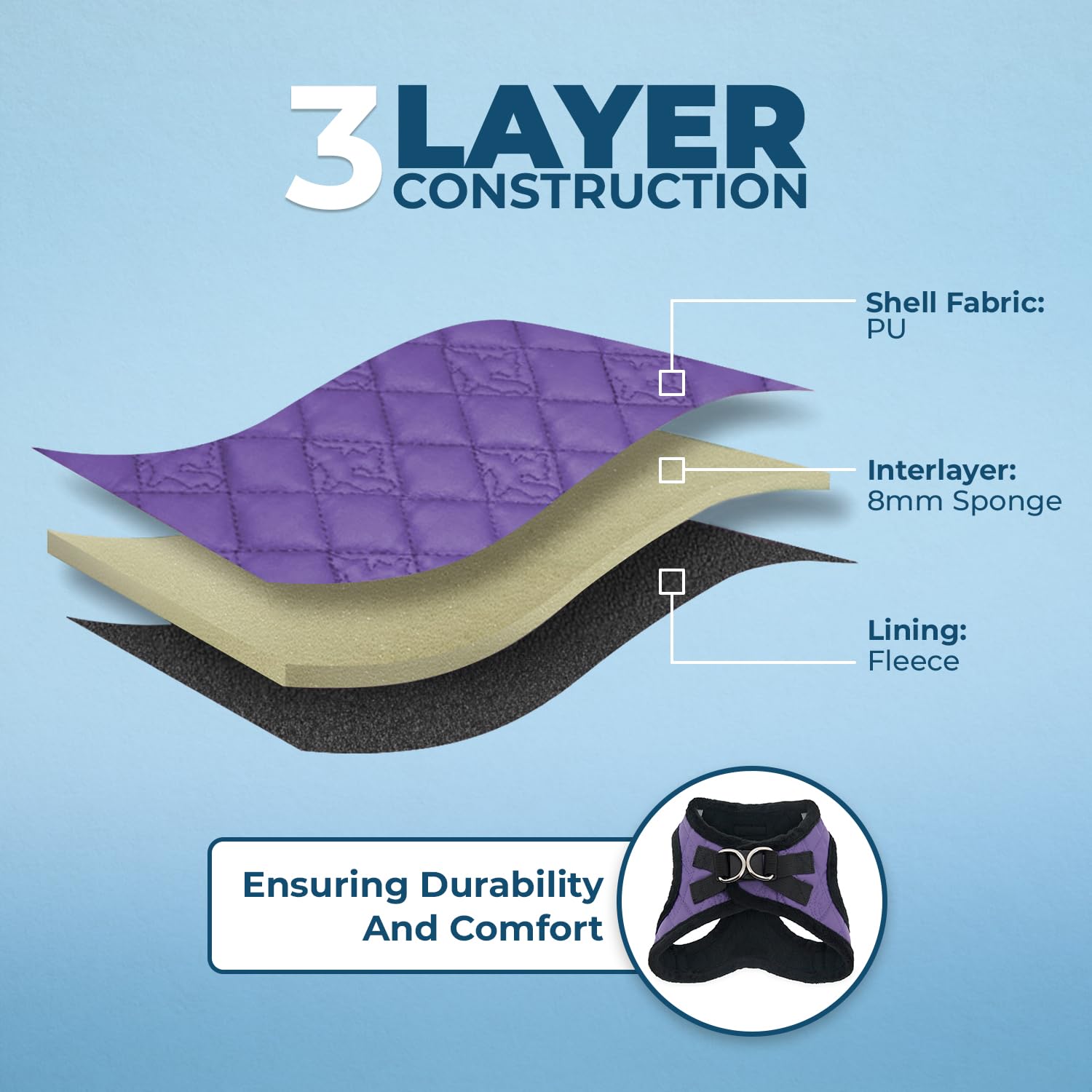 Voyager Step-In Plush Dog Harness - Soft Plush, Step In Vest Harness For Small And Medium Dogs By Best Pet Supplies - Purple Faux Leather, M (Chest: 16 - 18')