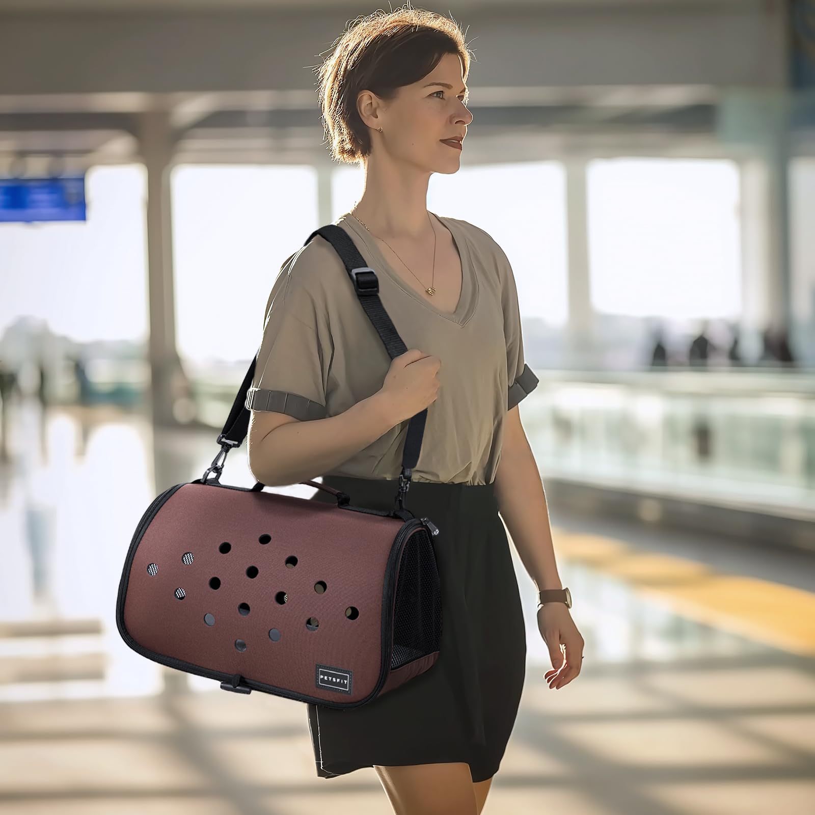 Petsfit 16 X 9 X 9 Inches Rabbit Carrier, Portable Bunny Carrier With Ventilation Holes, Guinea Pig Carrier For Small Animals, Chinchilla, Hedgehog, Squirrel