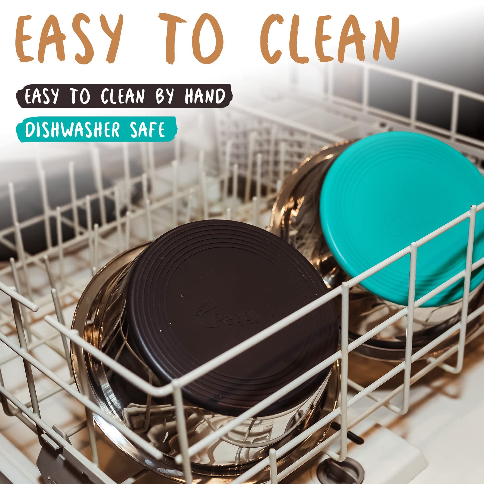 PEGGY11 Deep Stainless Steel Anti-Slip Dog Bowls - 4-Pack, 16 Cups