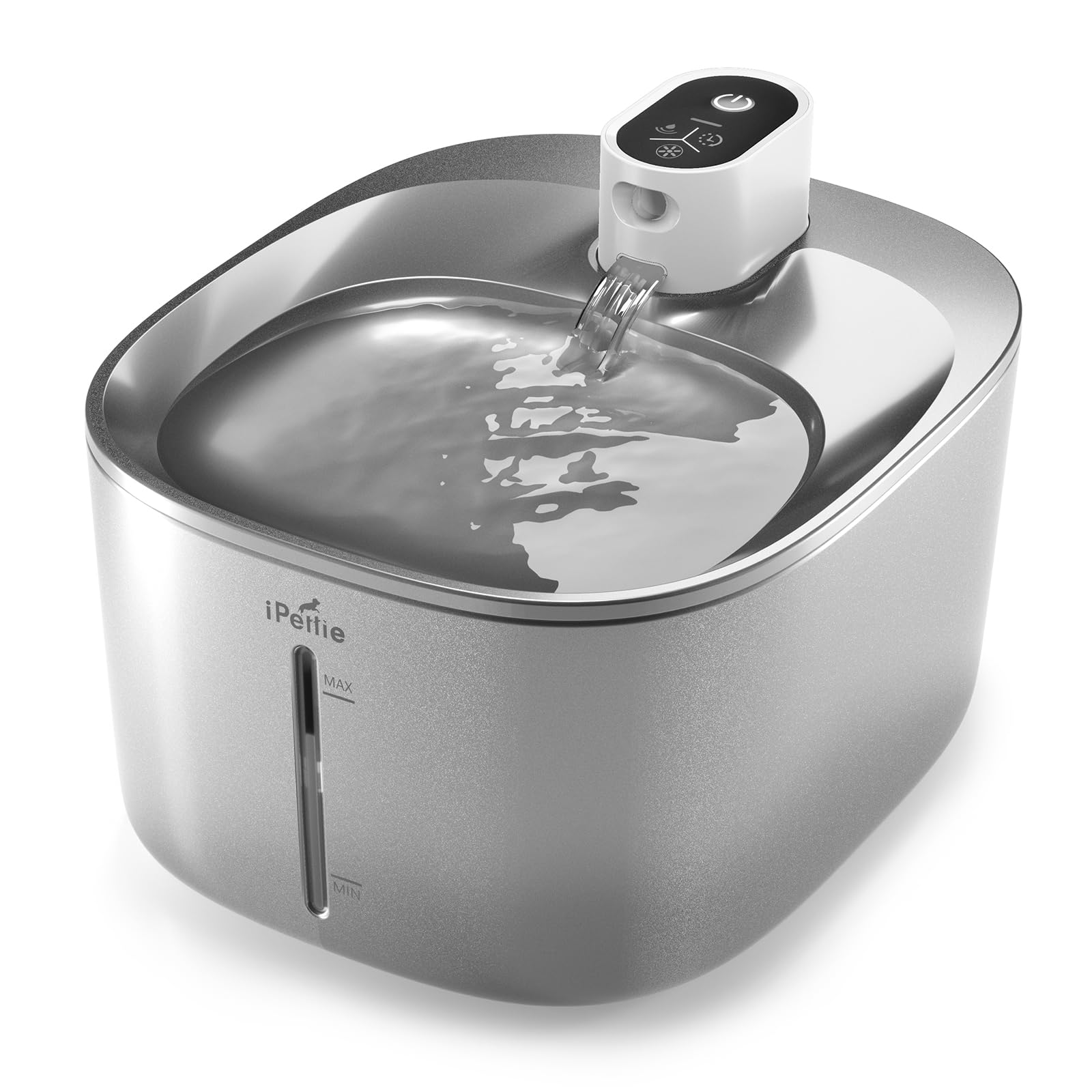 Runway Wireless Pump Cat Water Fountain With 4 Filters - Waterproof Self-Contained Battery, Stainless Steel, 1.1 Gal/135Oz, Moti