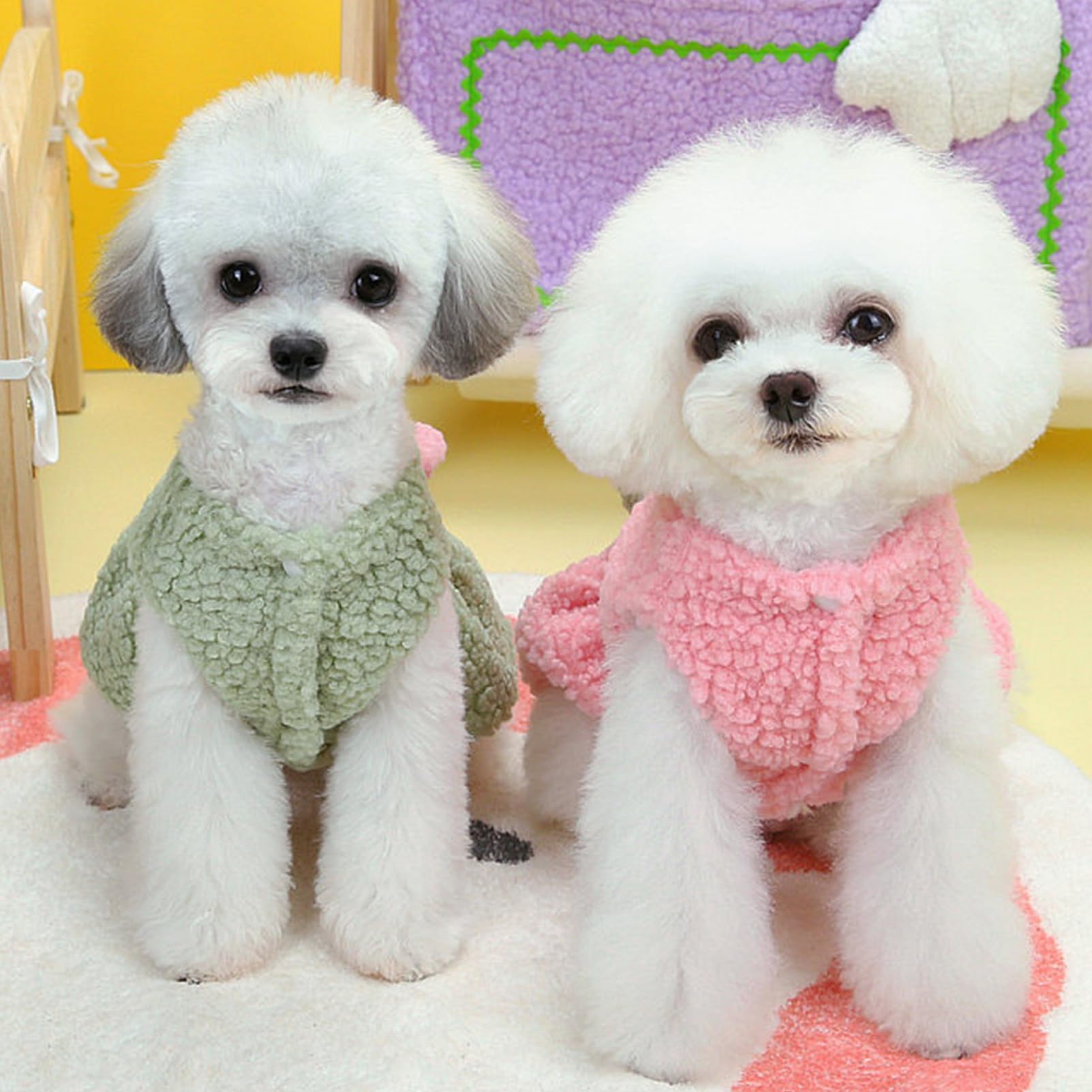 Jecikelon Dog Sweater Dress With Bow Tie Winter Warm Puppy Clothes For Small Dogs D-Ring Pet Clothing Su  Ter Para Perros (Green