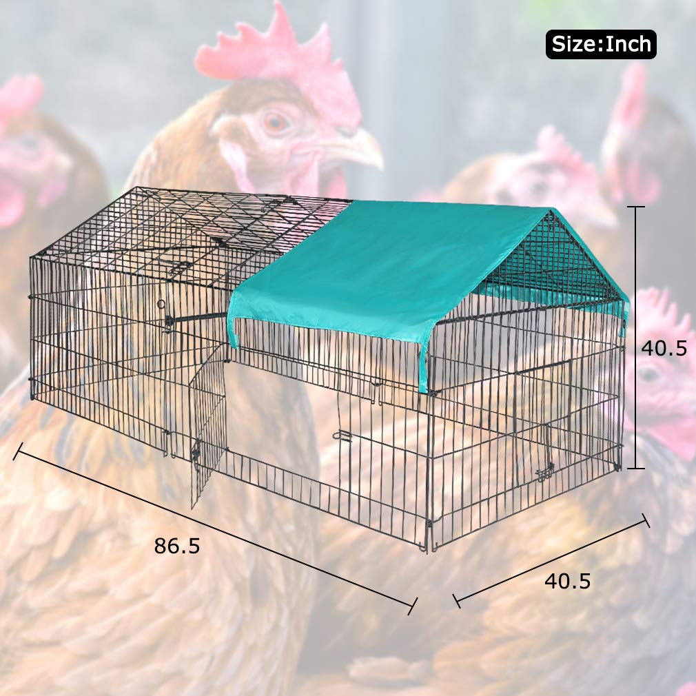 Bestpet 87' X 41'Large Metal Chicken Coop Run Enclosure Pen With Waterproof Cover Outdoor Backyard Farm Cage Crate Pet Playpen Exercise Pen For Rabbit Duck Hen