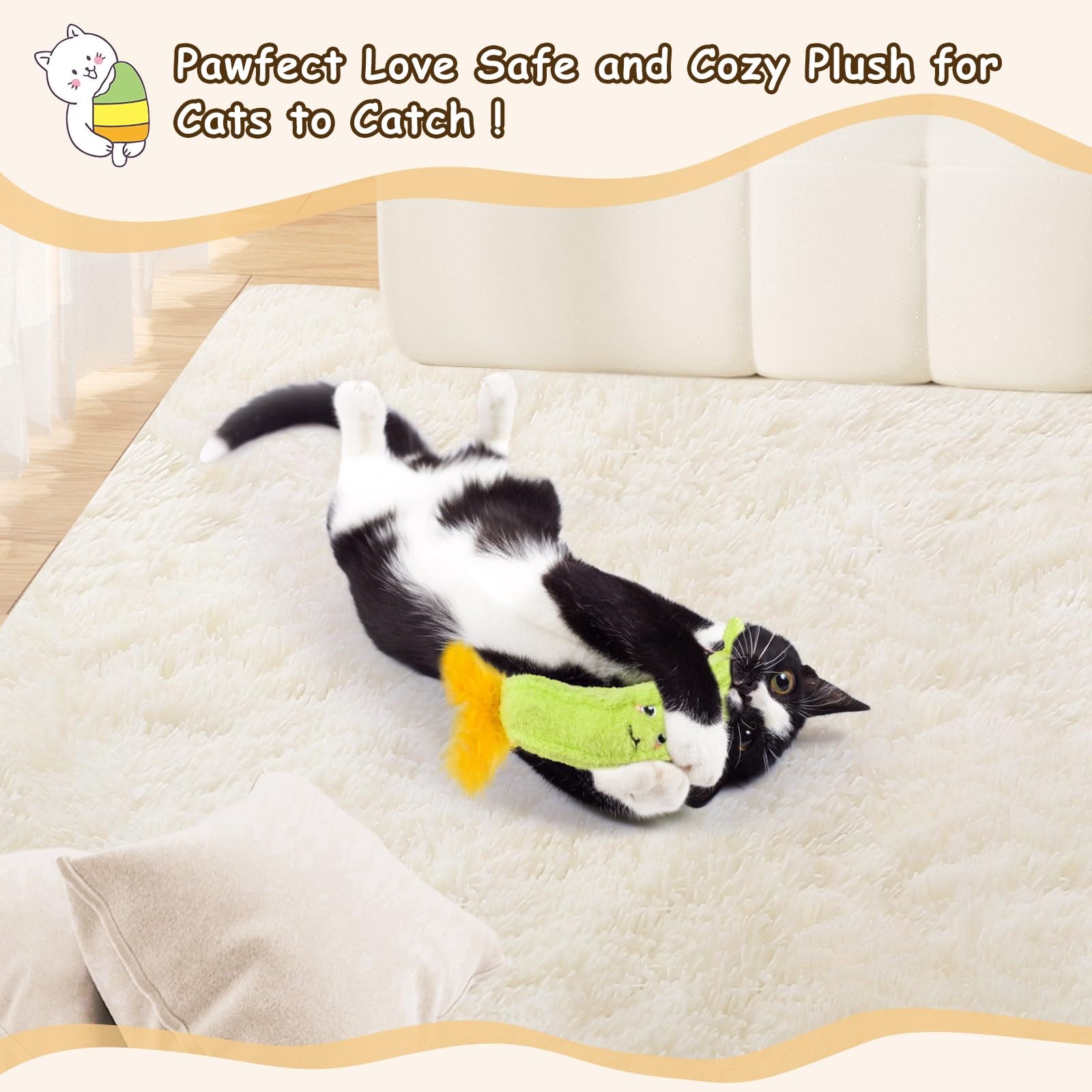 Orsda Cat Toys, Cat Wand Toy For Indoor Cats, Replacement Cat Teaser Toys, Interative Cat Toy For Cats With Bell, Cat Feather To