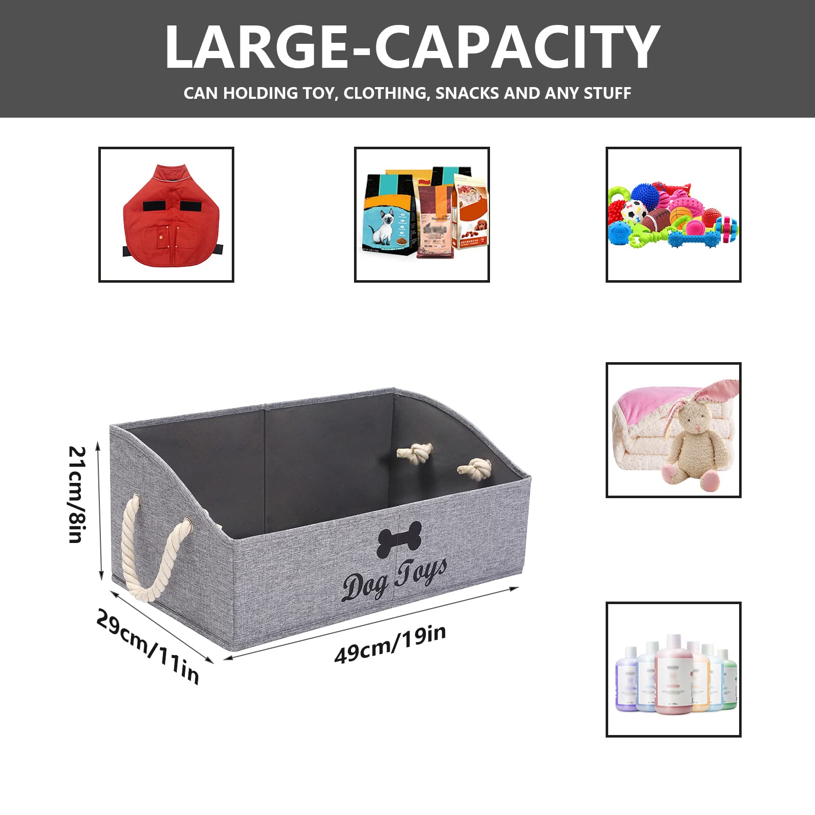 Morezi Large Dog Toy Bin Puppy Shallow Toy Baskets - Perfect For Collapsible Bin For Living Room, Playroom, Closet, Home Organiz