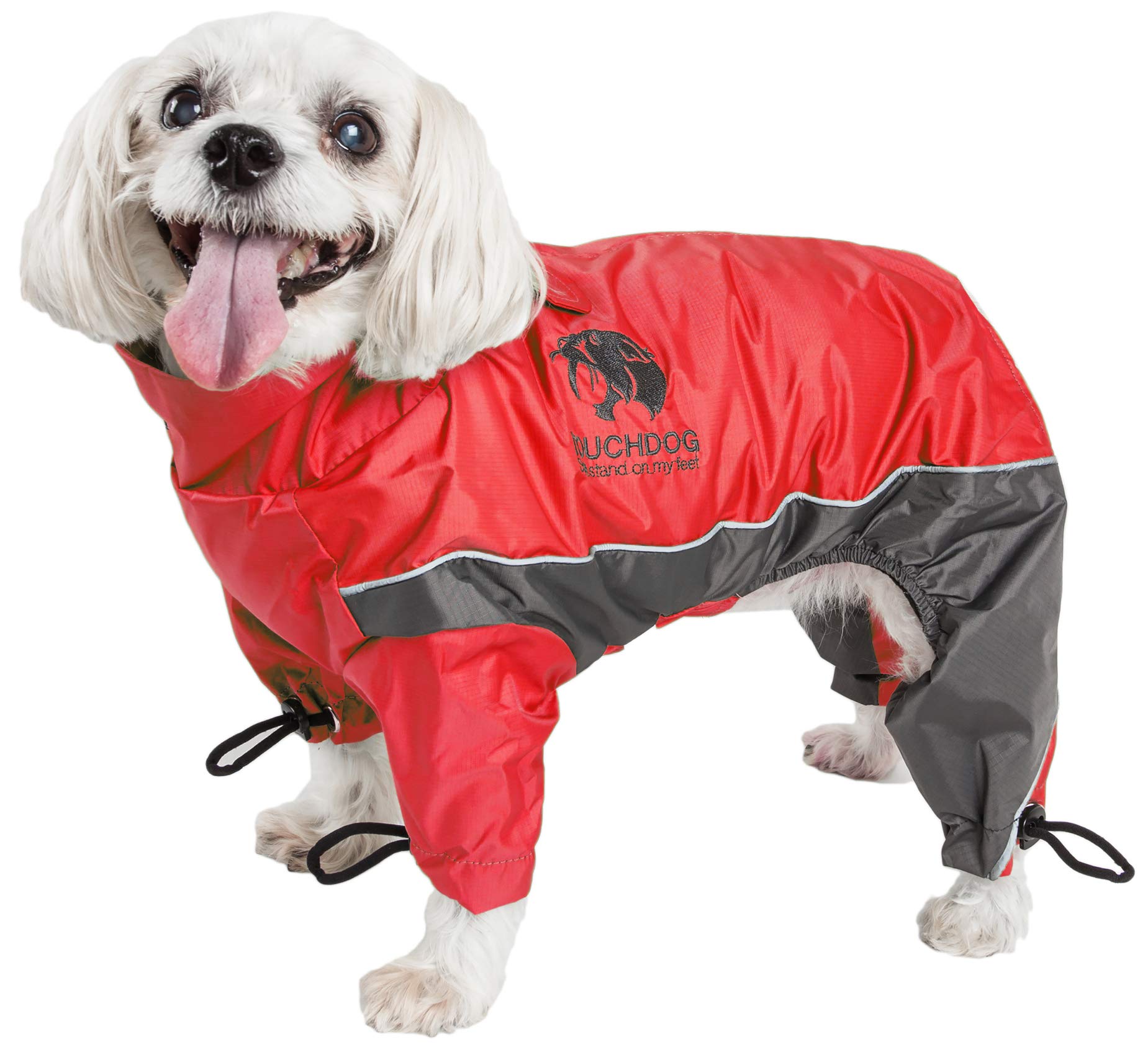 TOUCHDOG Quantum-Ice Full Body Bodied Adjustable and 3M Reflective Pet Dog Coat Jacket w/ Blackshark Technology, Medium, Red, 