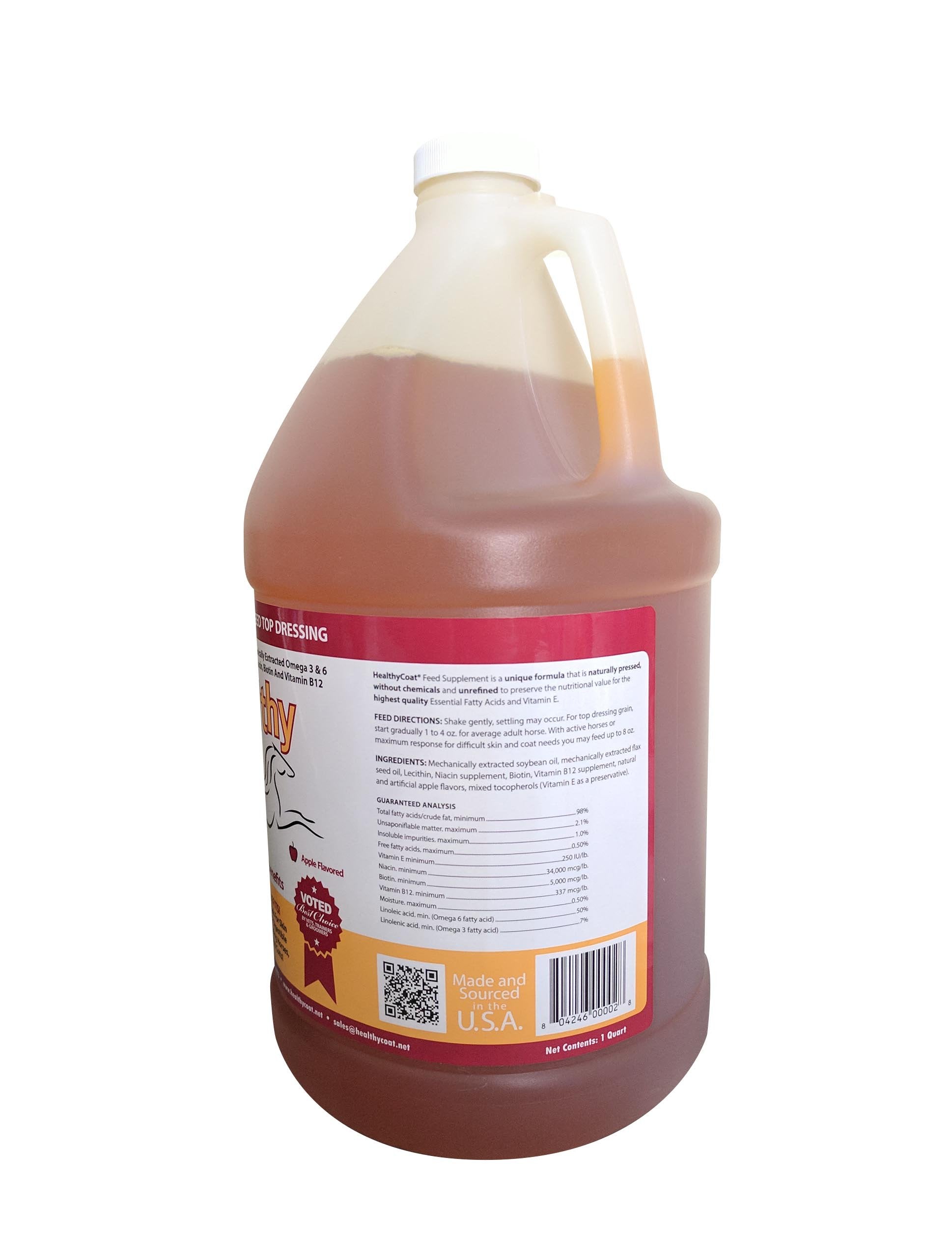 Healthy Coat Feed Supplement For Horses: Gallon. Skin, Coat, Body Condition, Performance, Allergies, Immune System, Hoof, Joint,