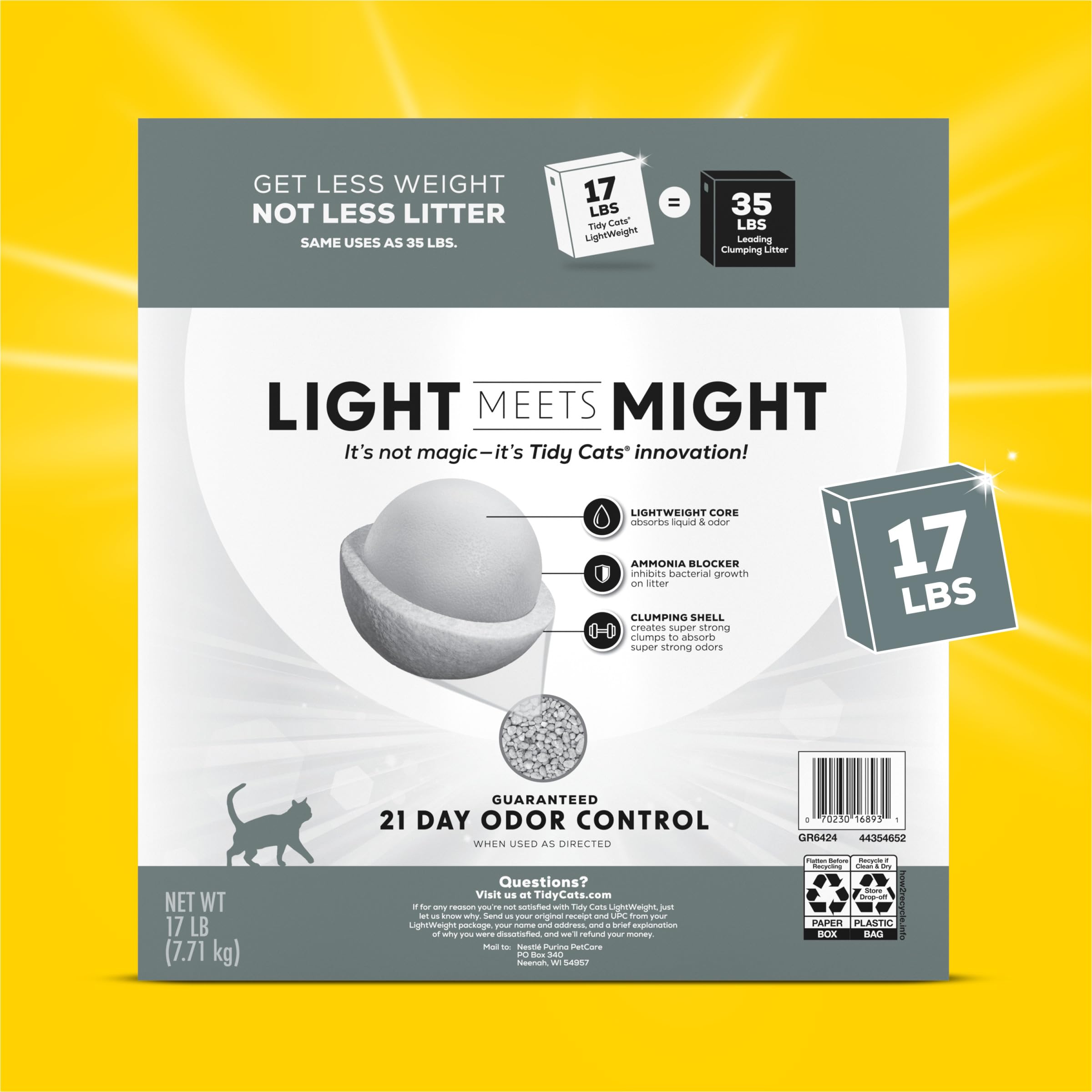 Purina Tidy Cats Multi Cat, Low Dust, Clumping Cat Litter, Lightweight 4-In-1 Strength - 17 Lb. Box