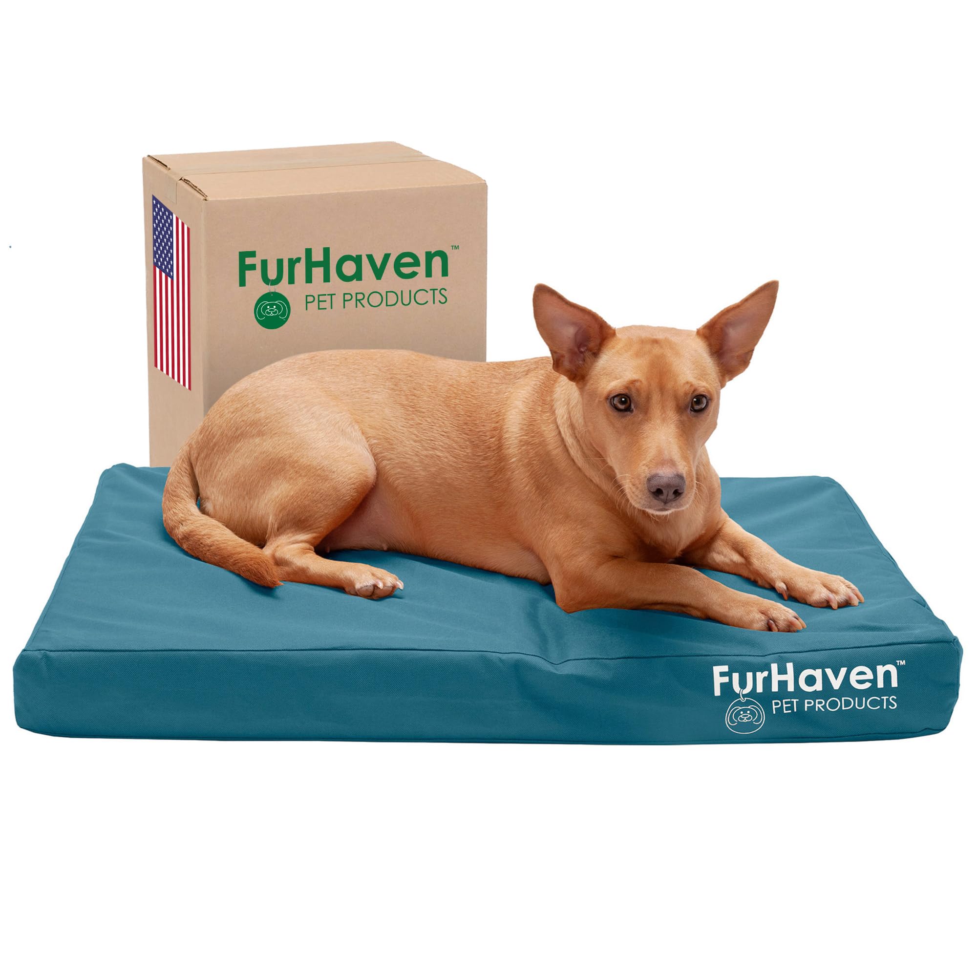 Furhaven Water-Resistant Orthopedic Dog Bed for Medium/Small Dogs w/ Removable Washable Cover, For Dogs Up to 35 lbs - Indoor/Ou