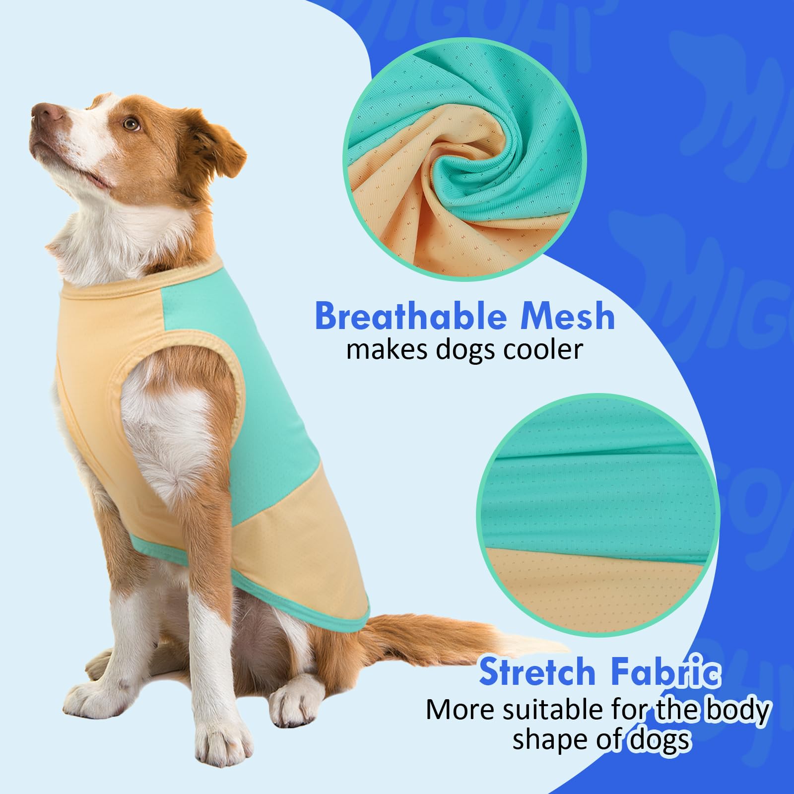 Migohi Dog Cooling Shirt, Soft Summer Cooling Quick Dry Lightweight Dog Sleeveless Shirts, Sun Protection Vest, Lounge Wear, Sle