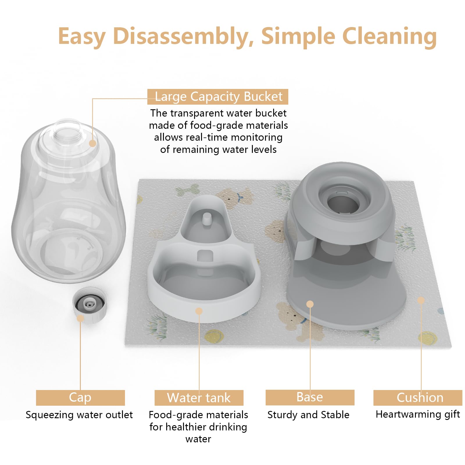 Automatic Dog Water Bowl Dispenser - Staltwo Premium Pet Water Dispenser With Non-Slip Mat, Large Capacity Water Feeder For Cats