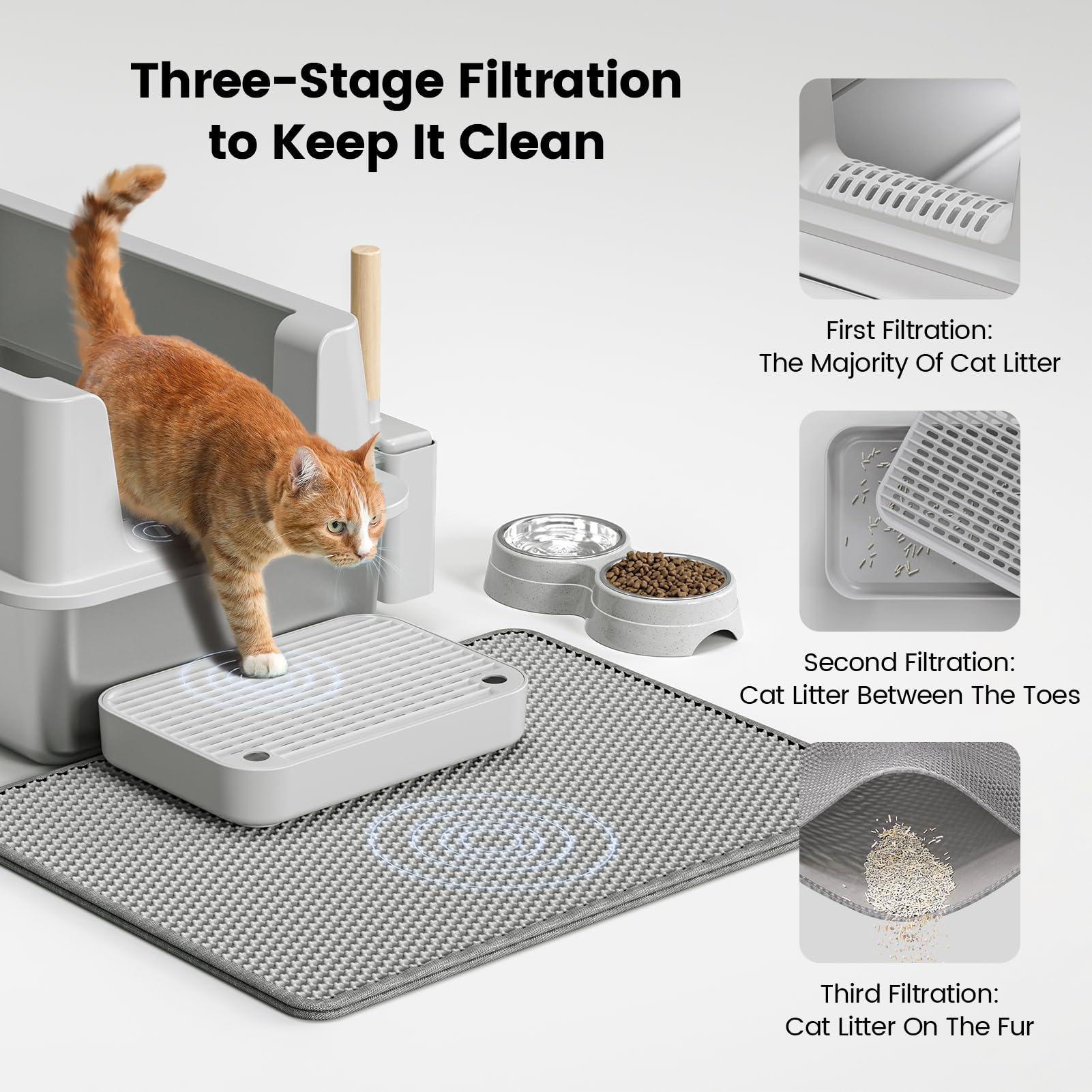 Stainless Steel Cat Litter Box - Enclosed Xl Metal Kitty Litter Box With Lid For Big Cats, High Sided, Anti-Leakage, Easy Cleani