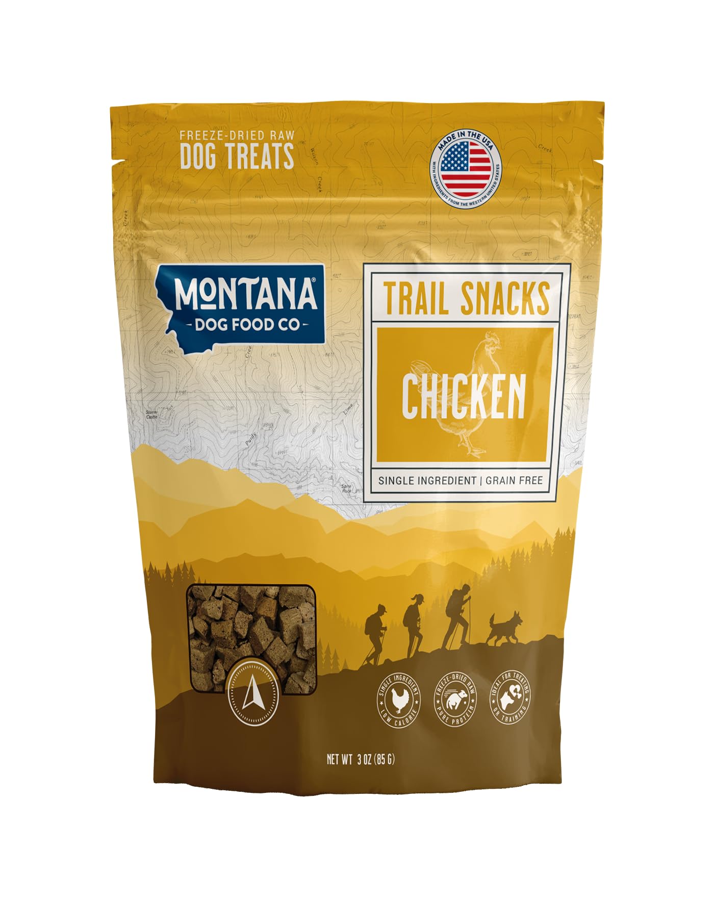 MONTANA DOG FOOD CO. Freeze-Dried Chicken Breast Dog Treats (Trail Snacks) - 100% All- Natural, Single Ingredient, High Protein,