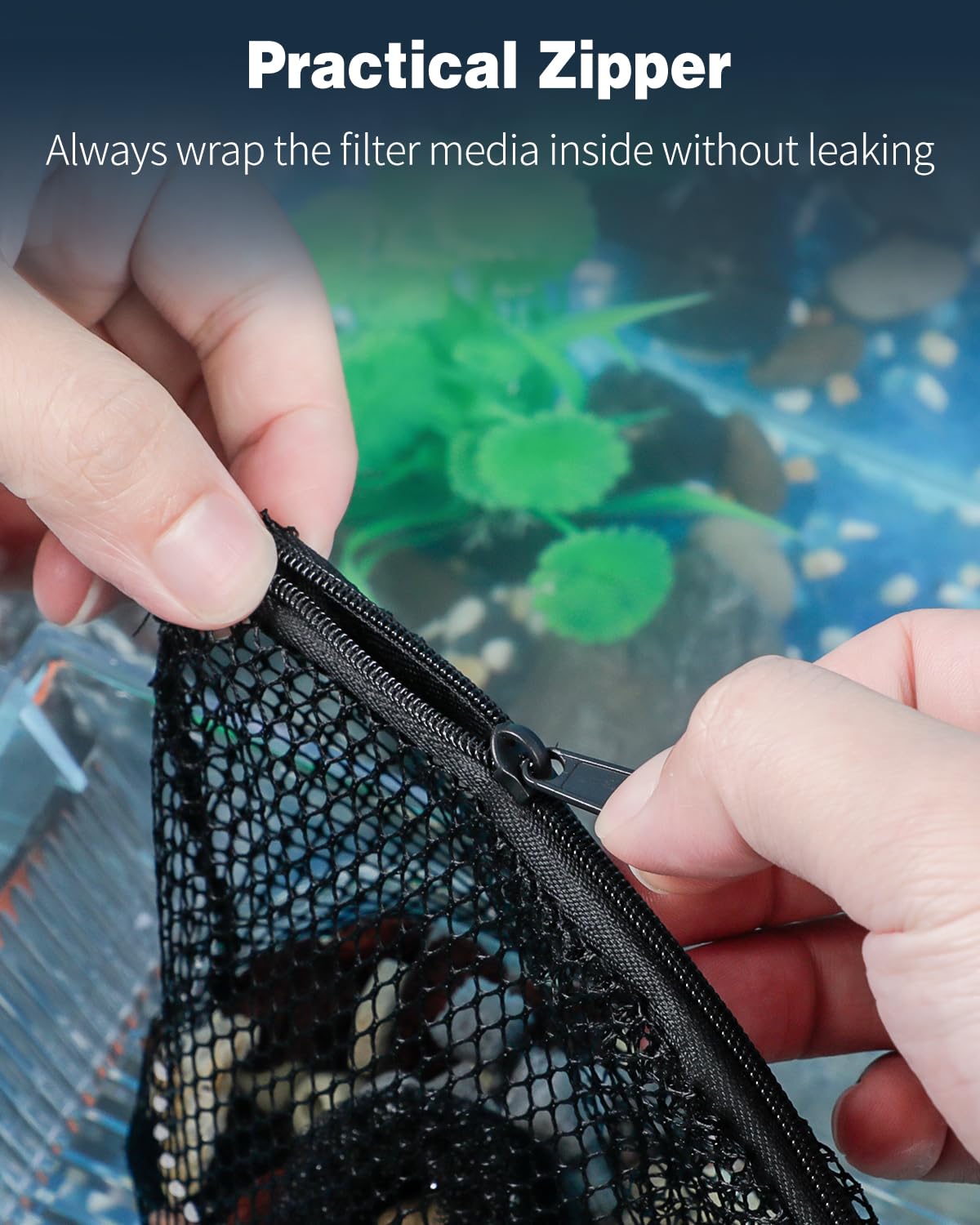 Pawfly 8 Pcs Aquarium Filter Media Bags, Fish Tank Coarse Mesh Bag with Plastic Zipper Soft Aquarium Mesh Bag for Activated Carb