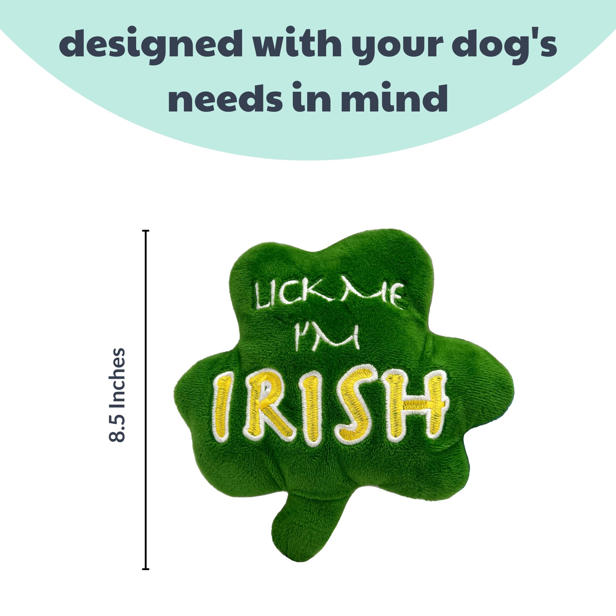 Huxley & Kent For Dogs - Lick Me Shamrock - St. Patricks Day Power Plush Dog Toy With Squeaker - Funny Dog Toy - Fun, Durable, A