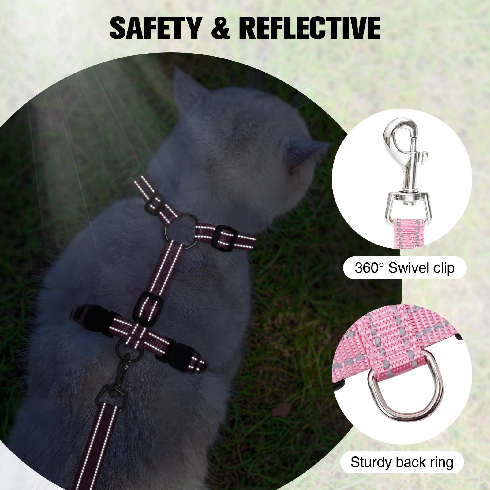 BEAUTYZOO Cat Harness and Leash Set for Walking Escape Proof, Neck Release Adjustable Harness for Kitten Puppy Small Medium Large Cats, Soft Cute Easy Control Small Cat Harness for Cats Boy and Girls -Like New